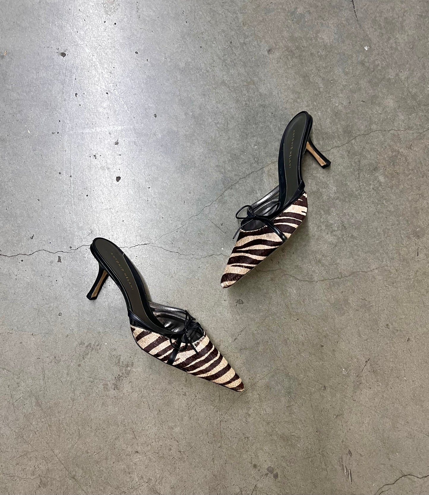 Vintage zebra pony hair kitten heels