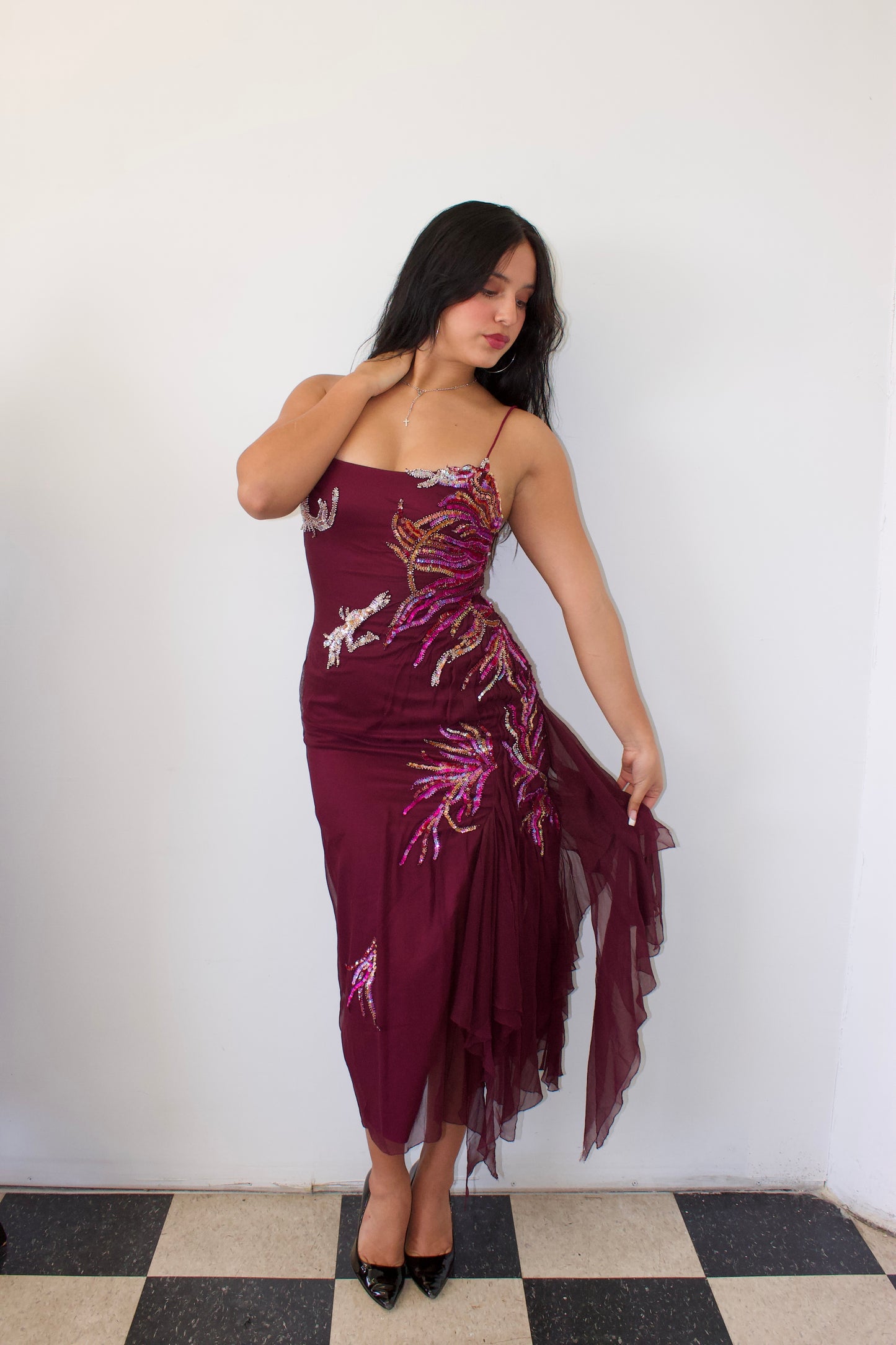 Vintage Mandalay purple silk dress