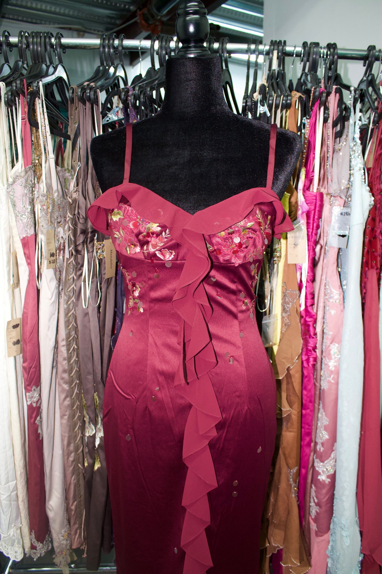 Burgandy embroidered dress