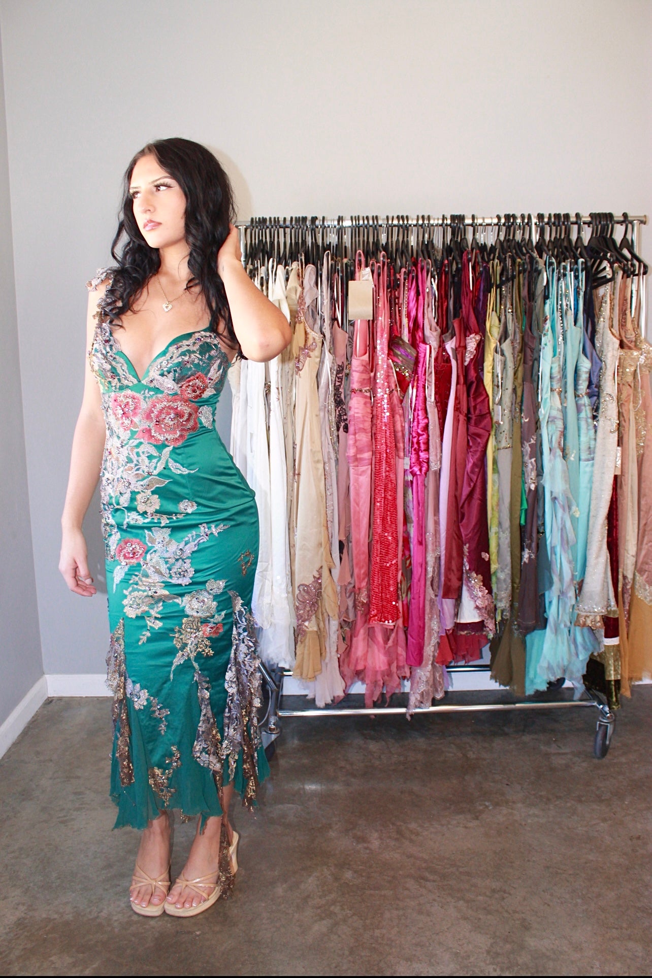 Vintage mandalay green lace dress