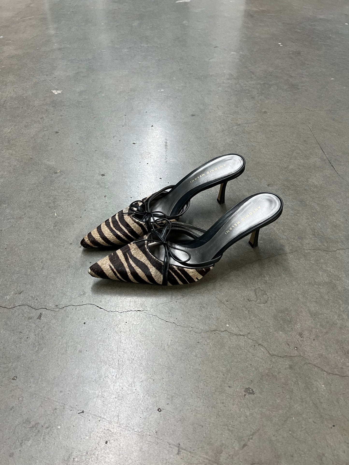 Vintage zebra pony hair kitten heels