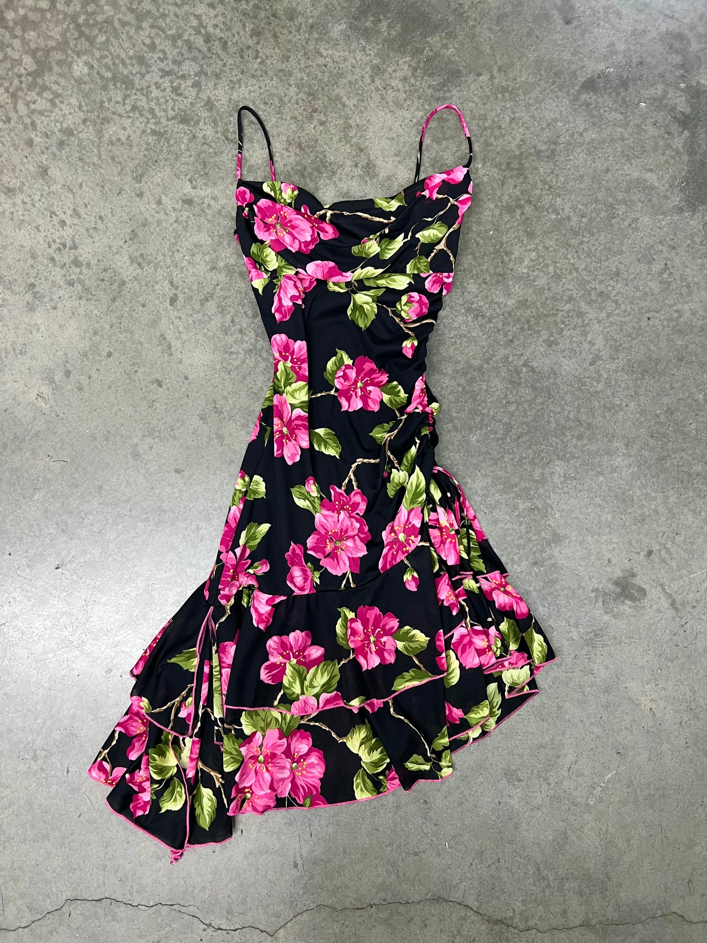 Vintage flower asymmetrical dress
