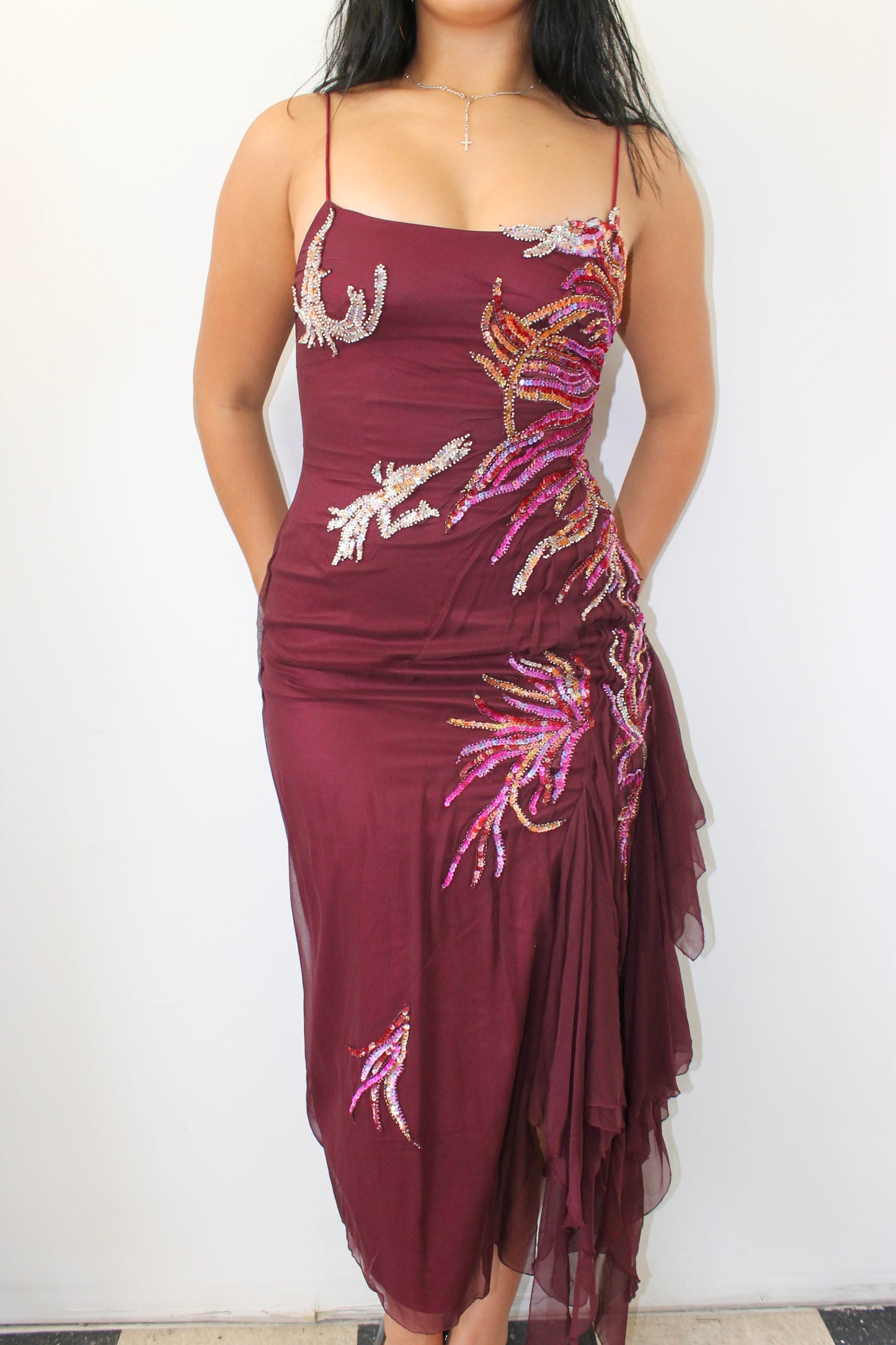 Vintage Mandalay purple silk dress