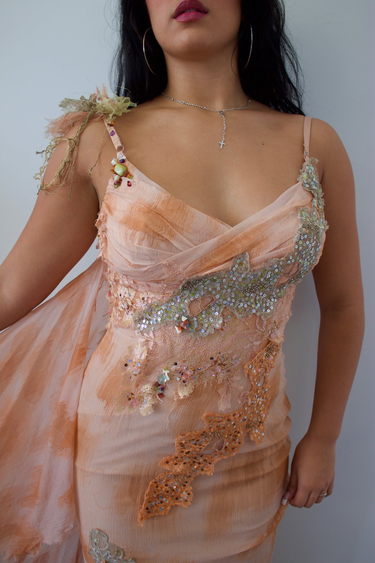 Mandalay hand painted Orange mermaid dress