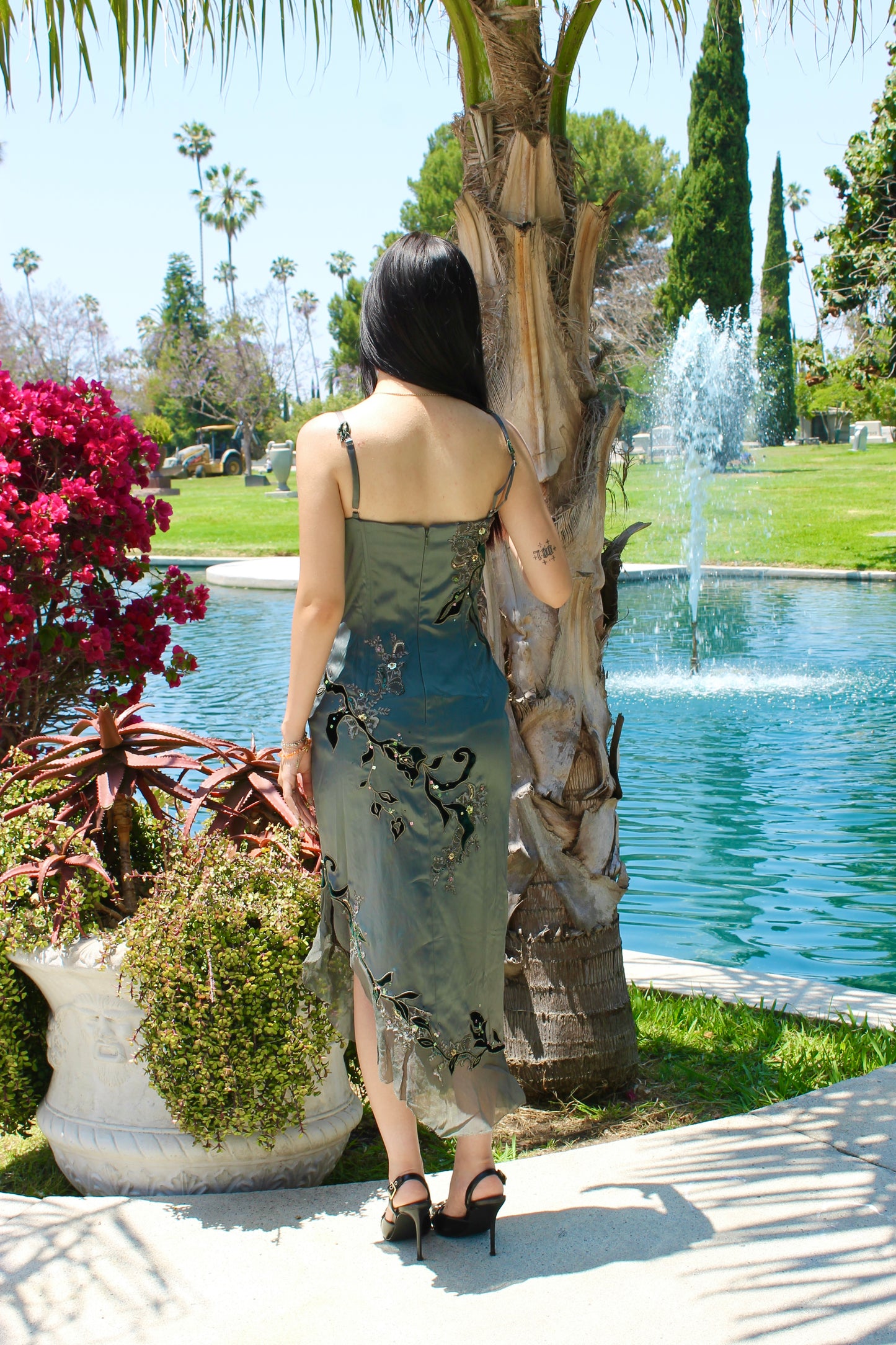 Forest green corset dress