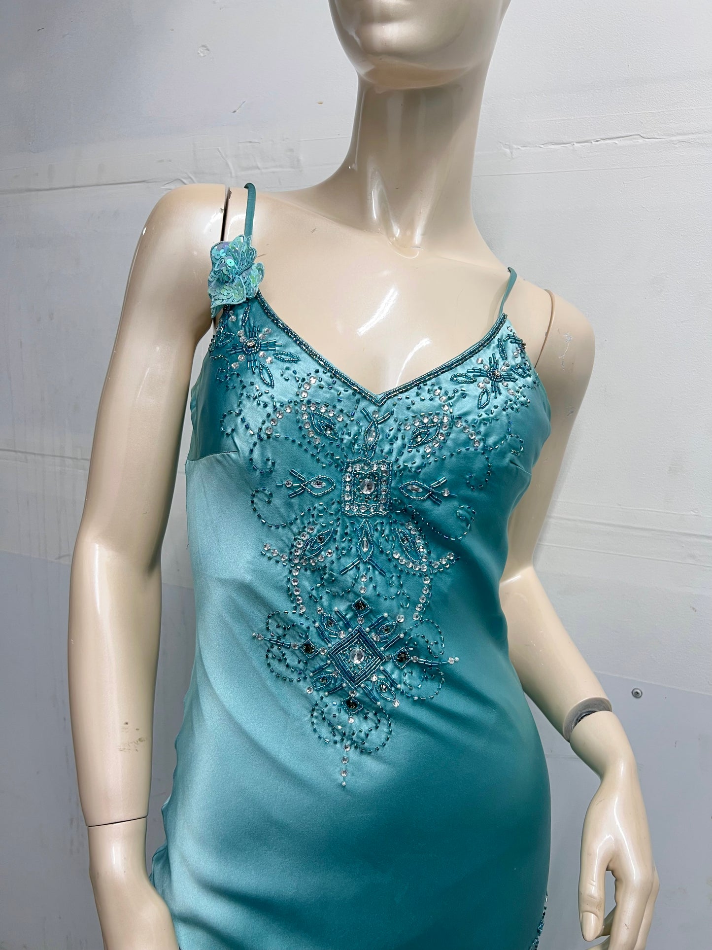 Vintage beaded blue mermaid dress
