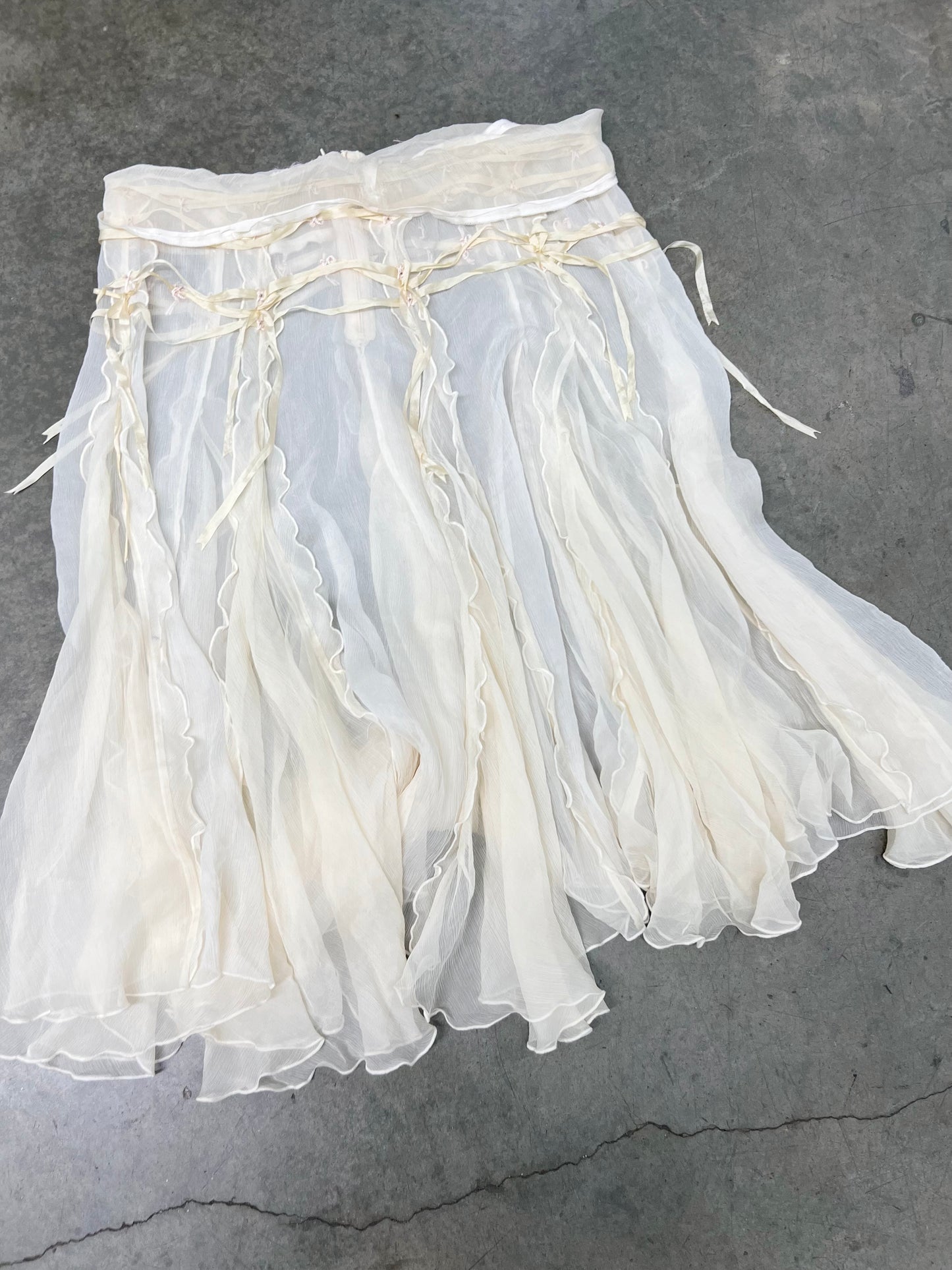 Vintage silk ruffled skirt