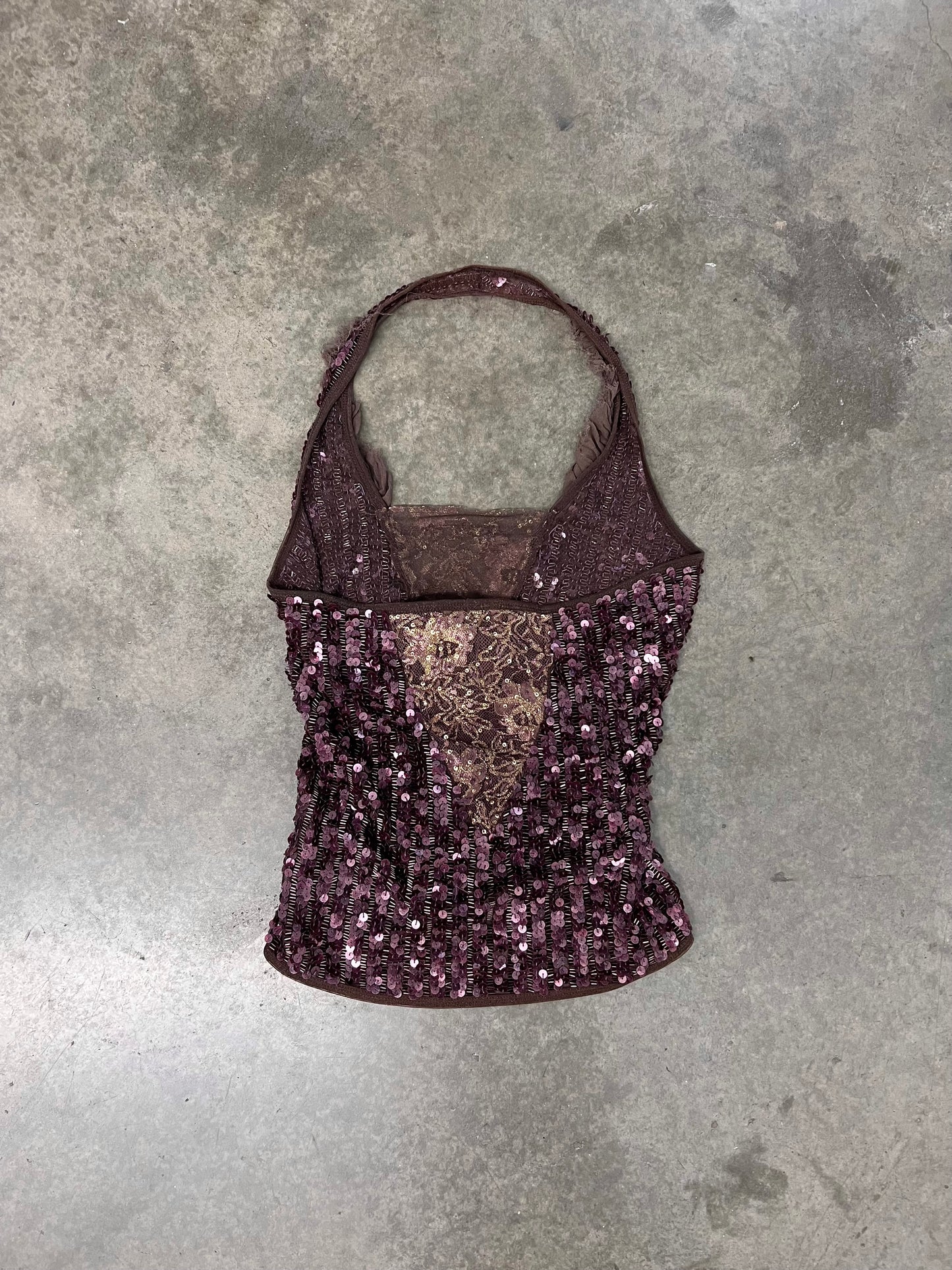 Vintage sequence halter top