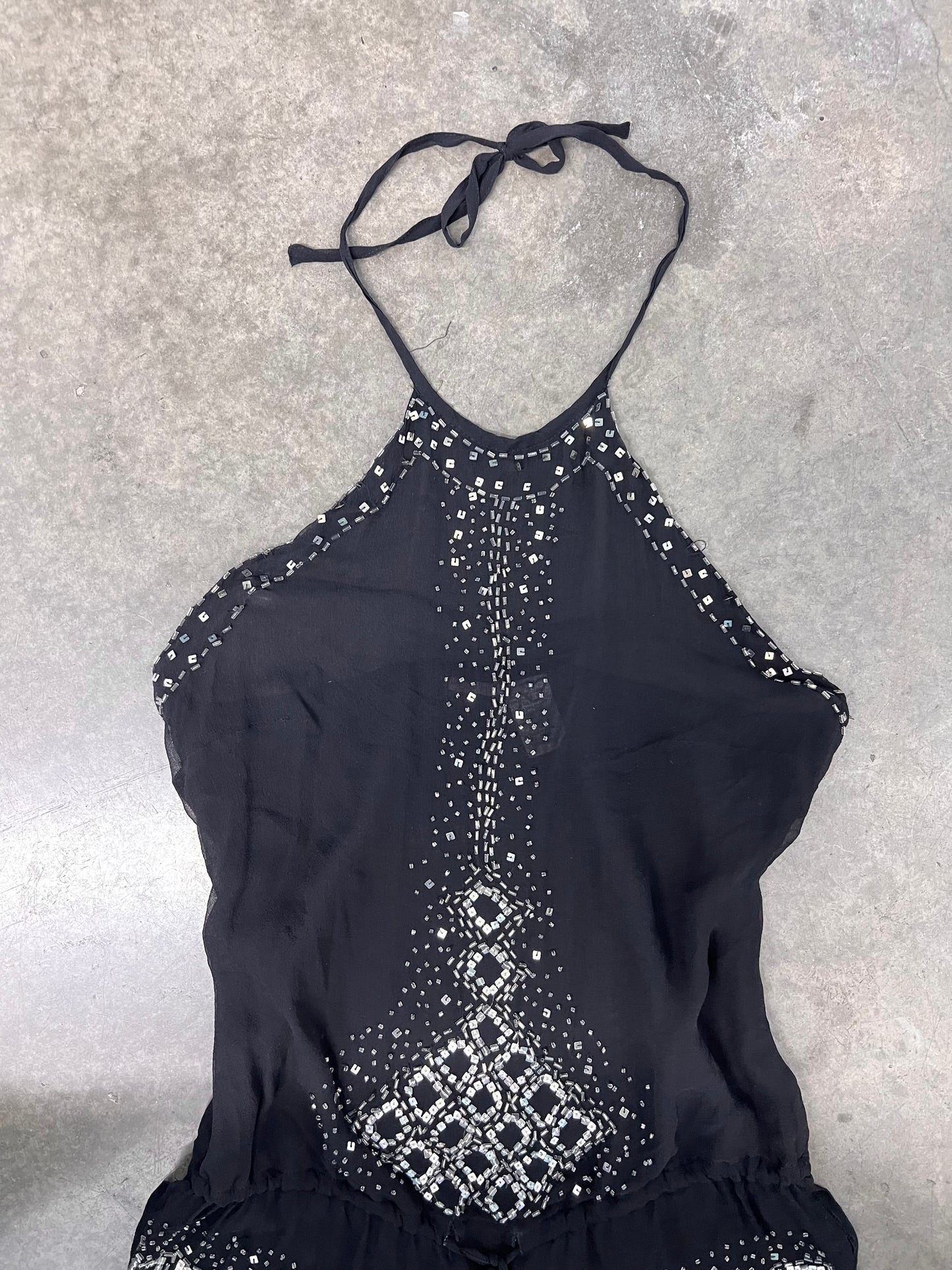 Vintage silk beaded halter top