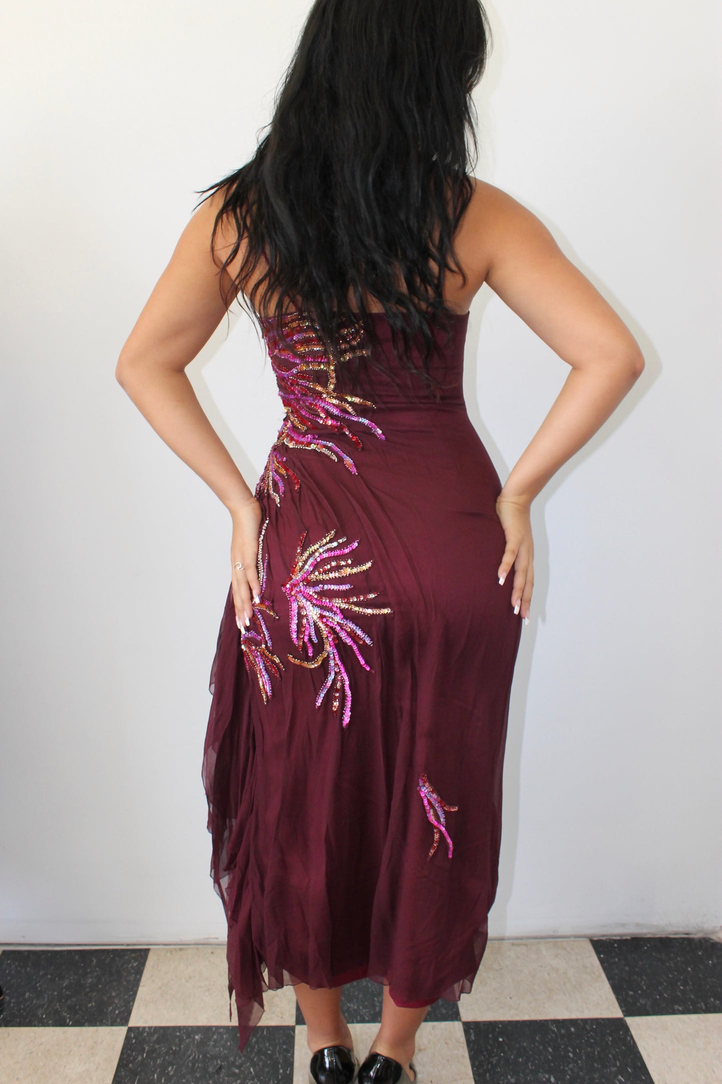 Vintage Mandalay purple silk dress