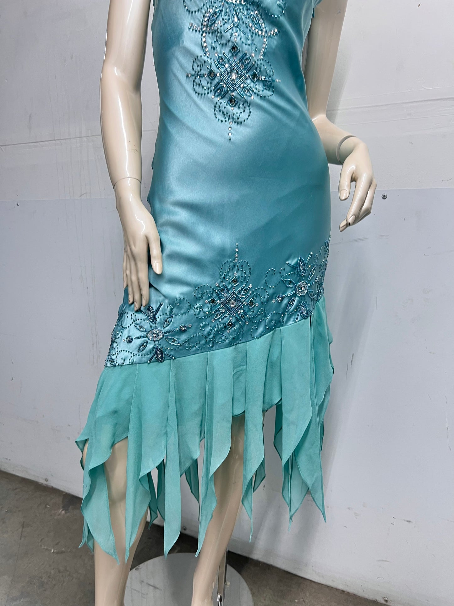 Vintage beaded blue mermaid dress
