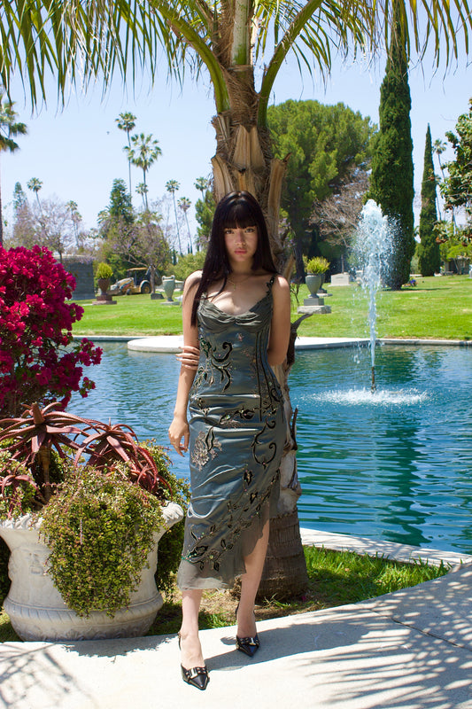 Forest green corset dress