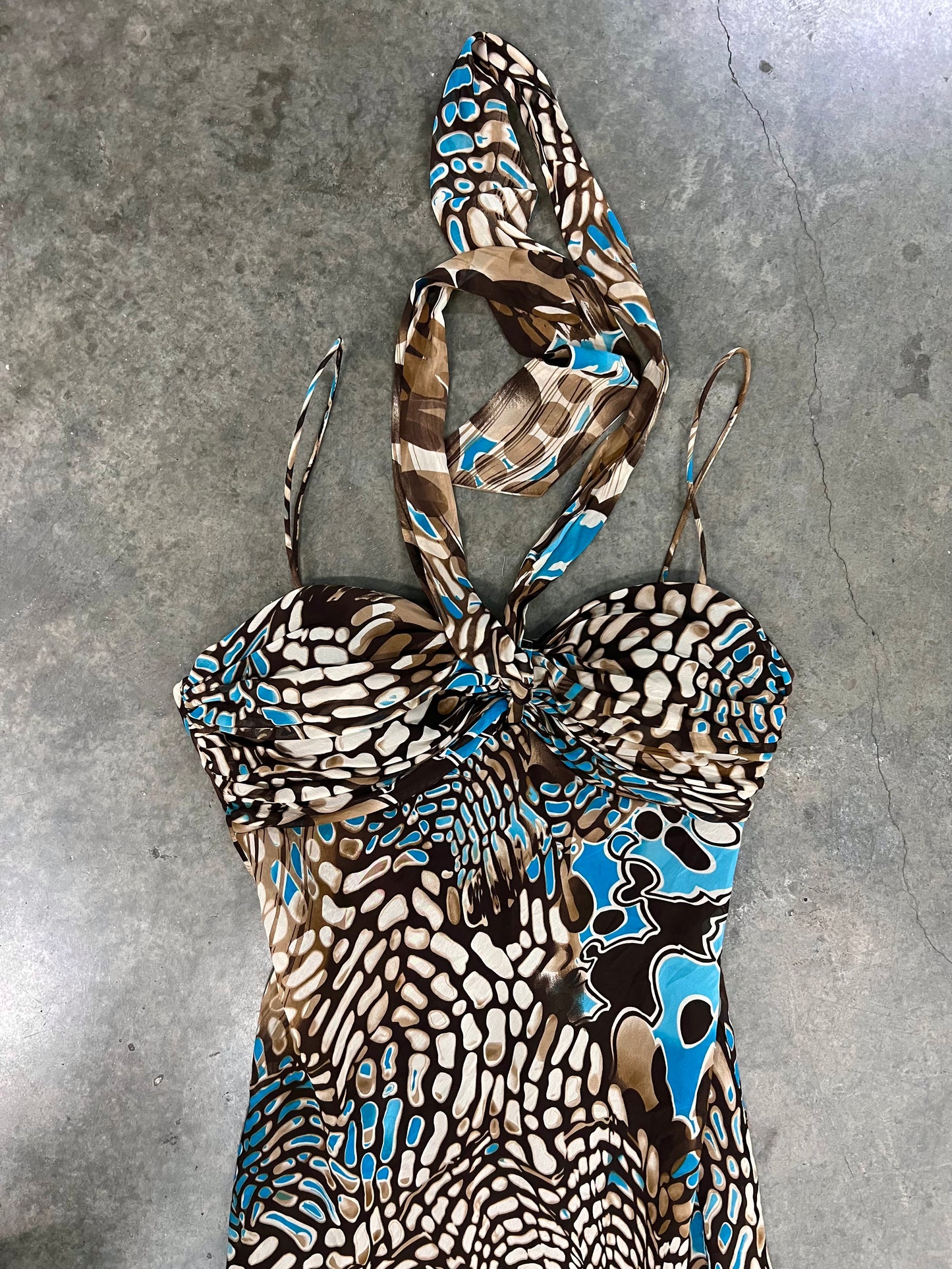 Vintage halter ruffled dress