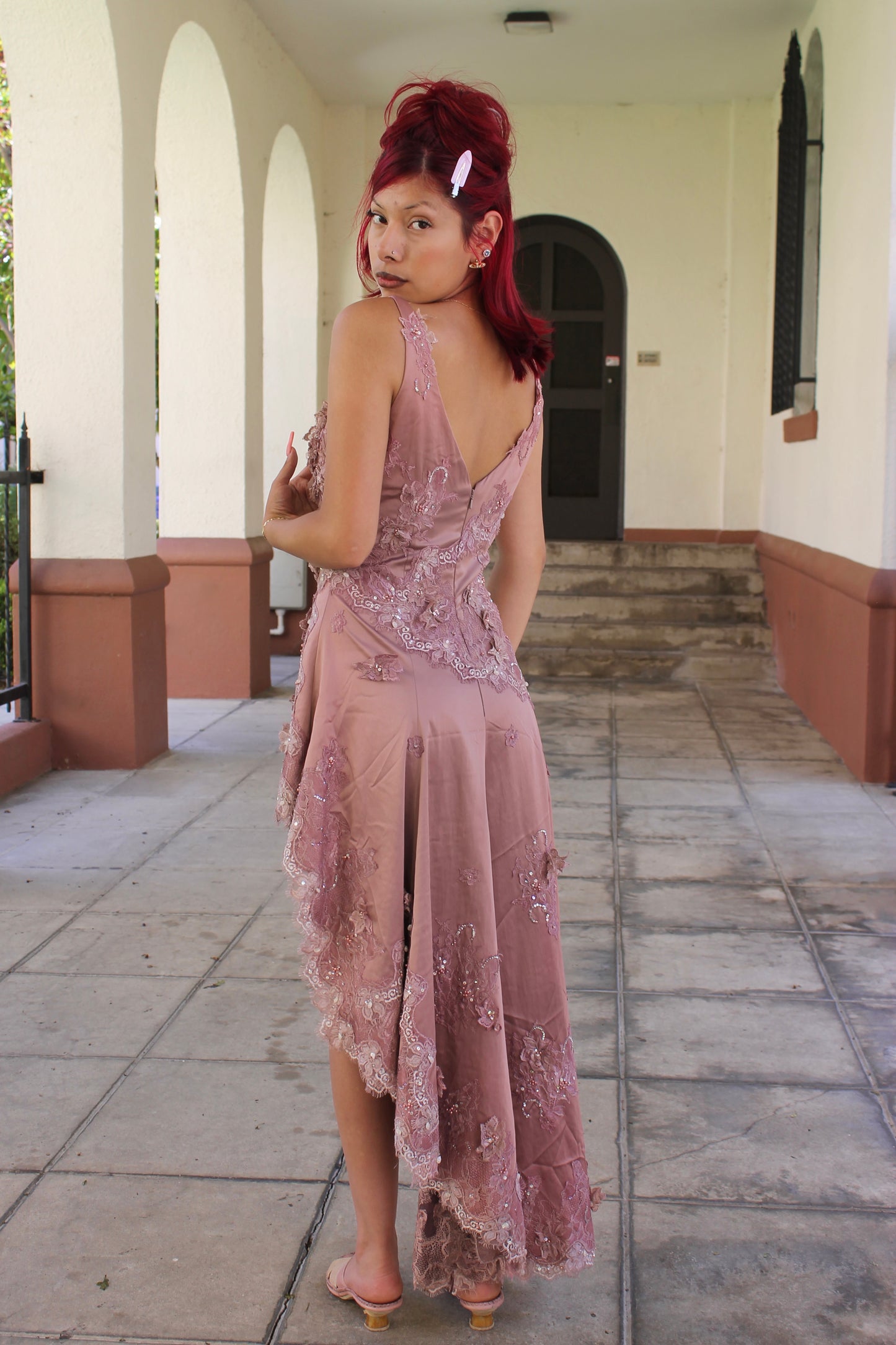 Blush asymmetrical gown