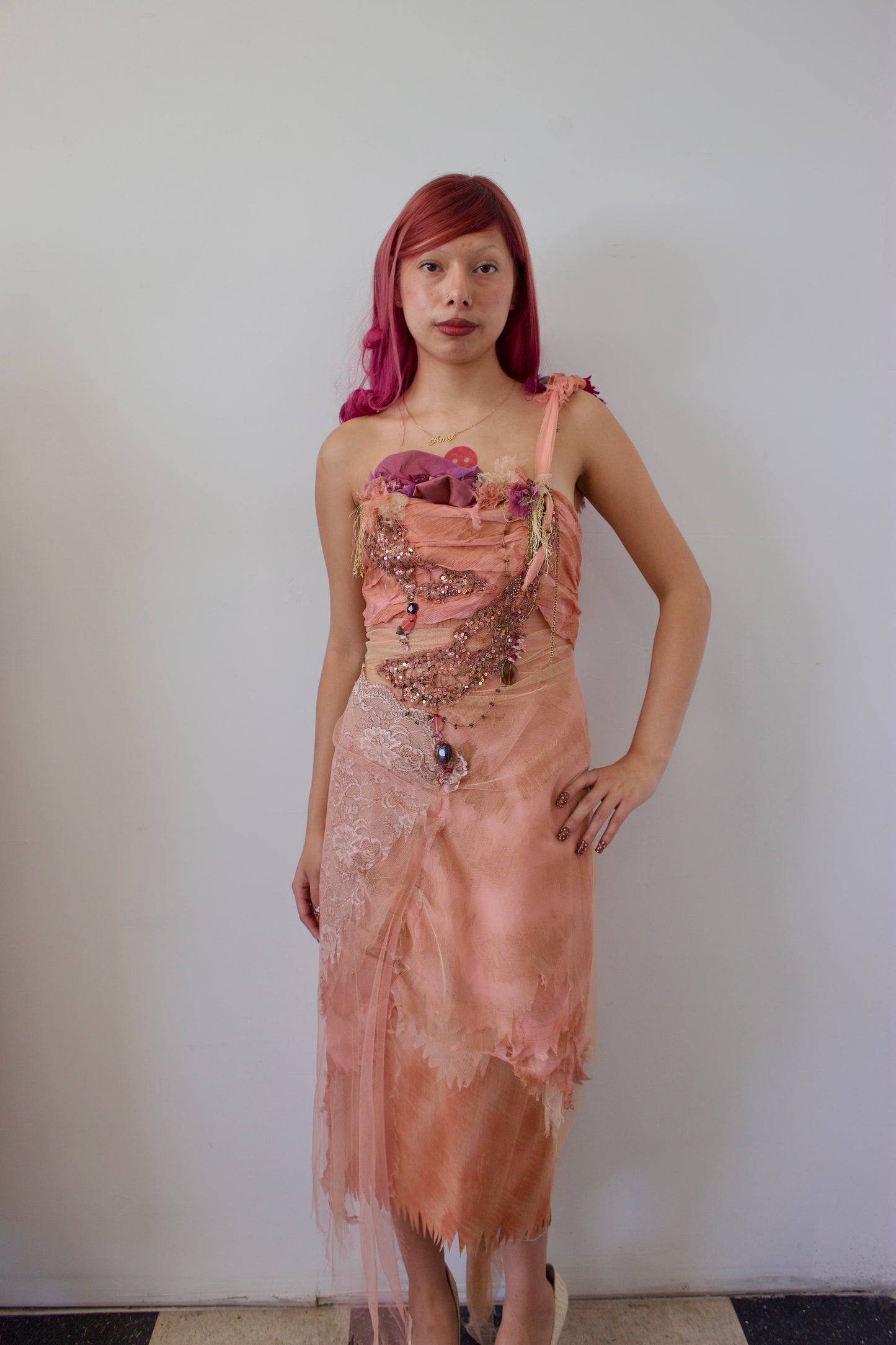 Mandalay mermaid hand painted coral dress