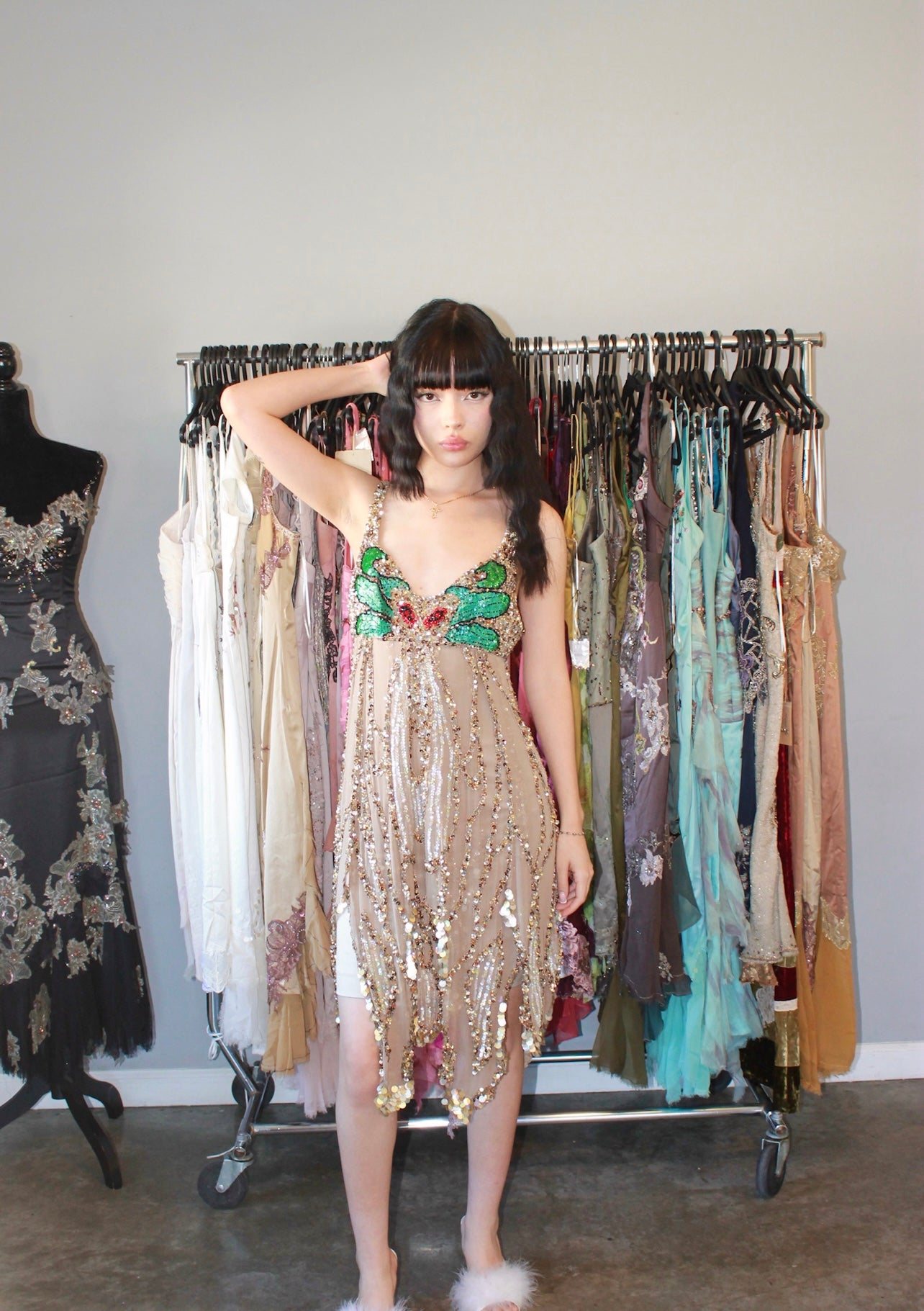 Vintage mandalay butterfly sequins dress