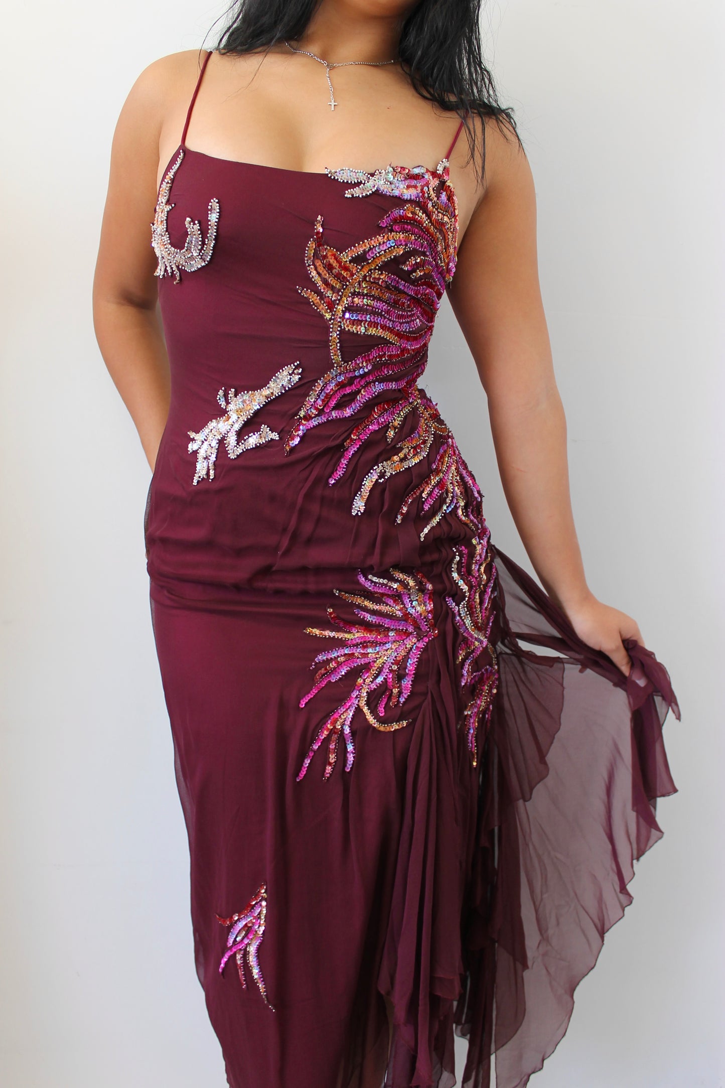 Vintage Mandalay purple silk dress