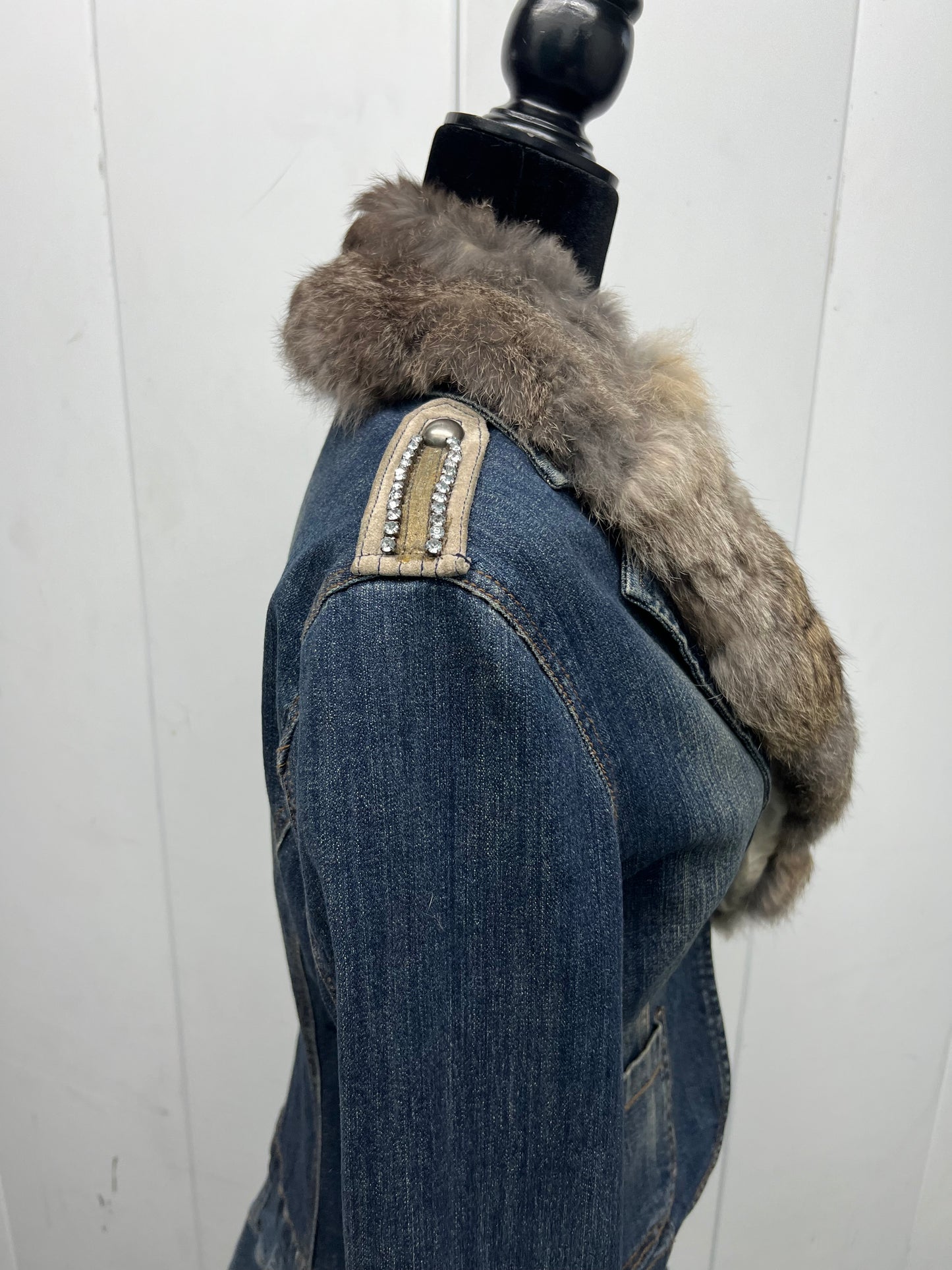 Vintage fur trim denim jacket