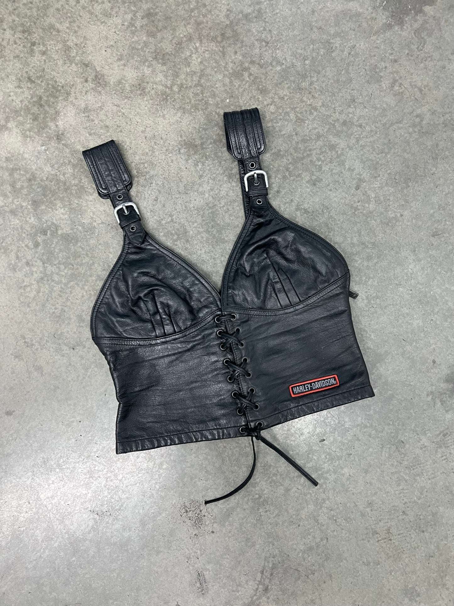 Vintage leather Harley Davidson top