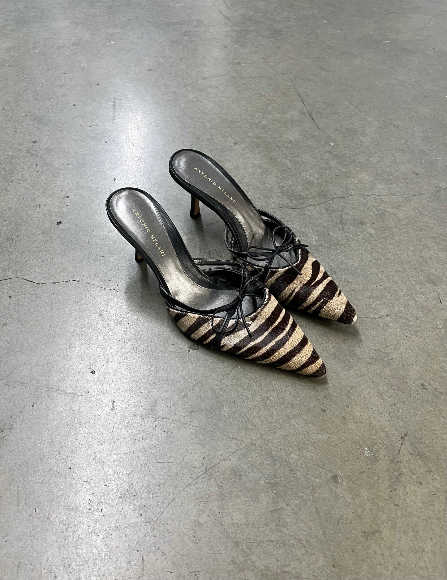 Vintage zebra pony hair kitten heels