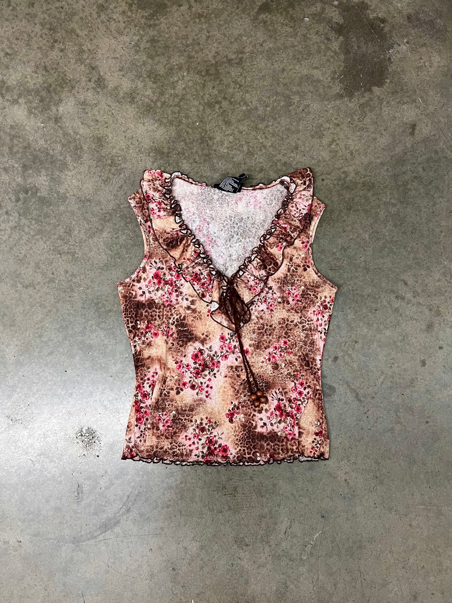 Vintage leopard mesh top