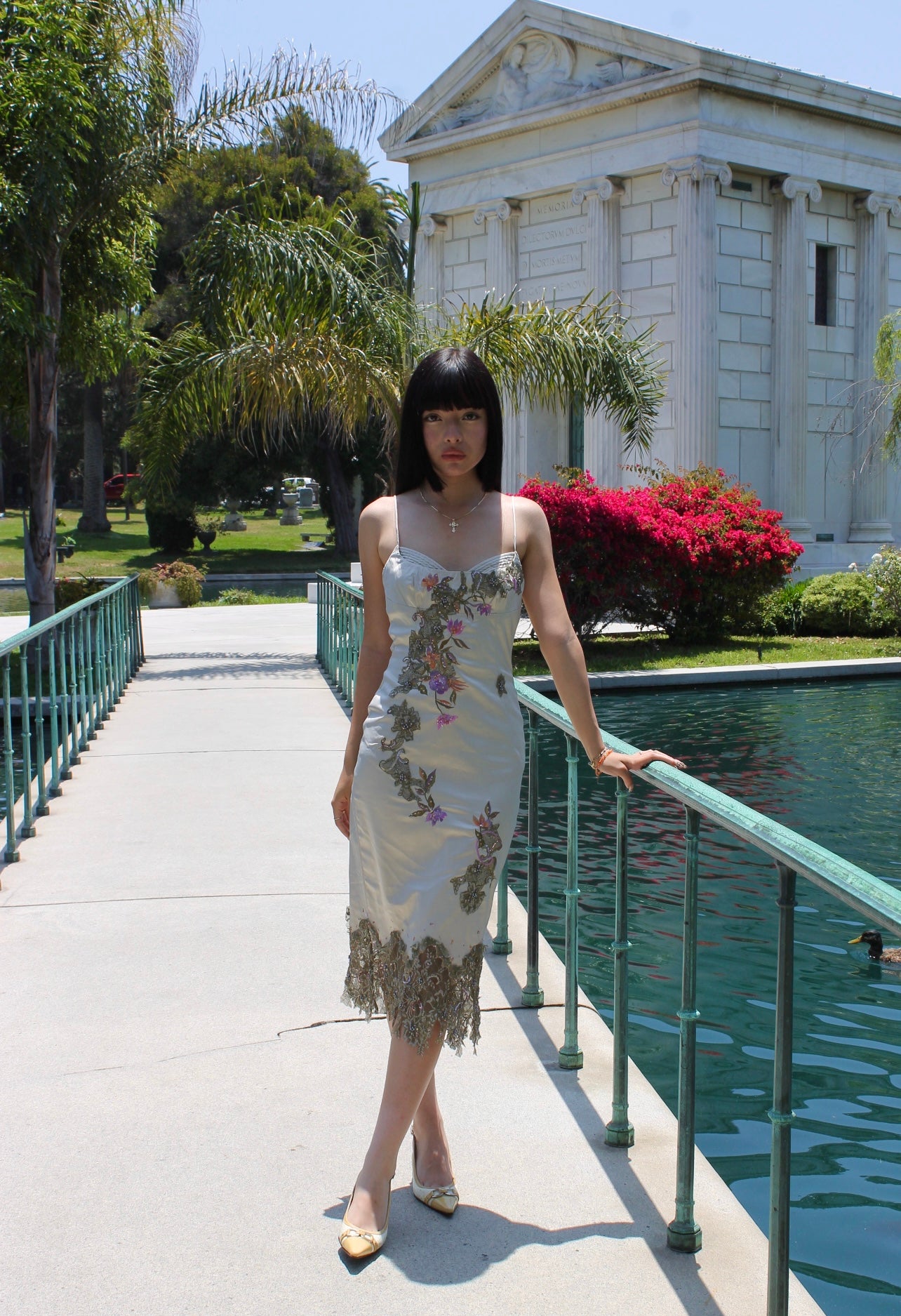 Tan cocktail lace dress