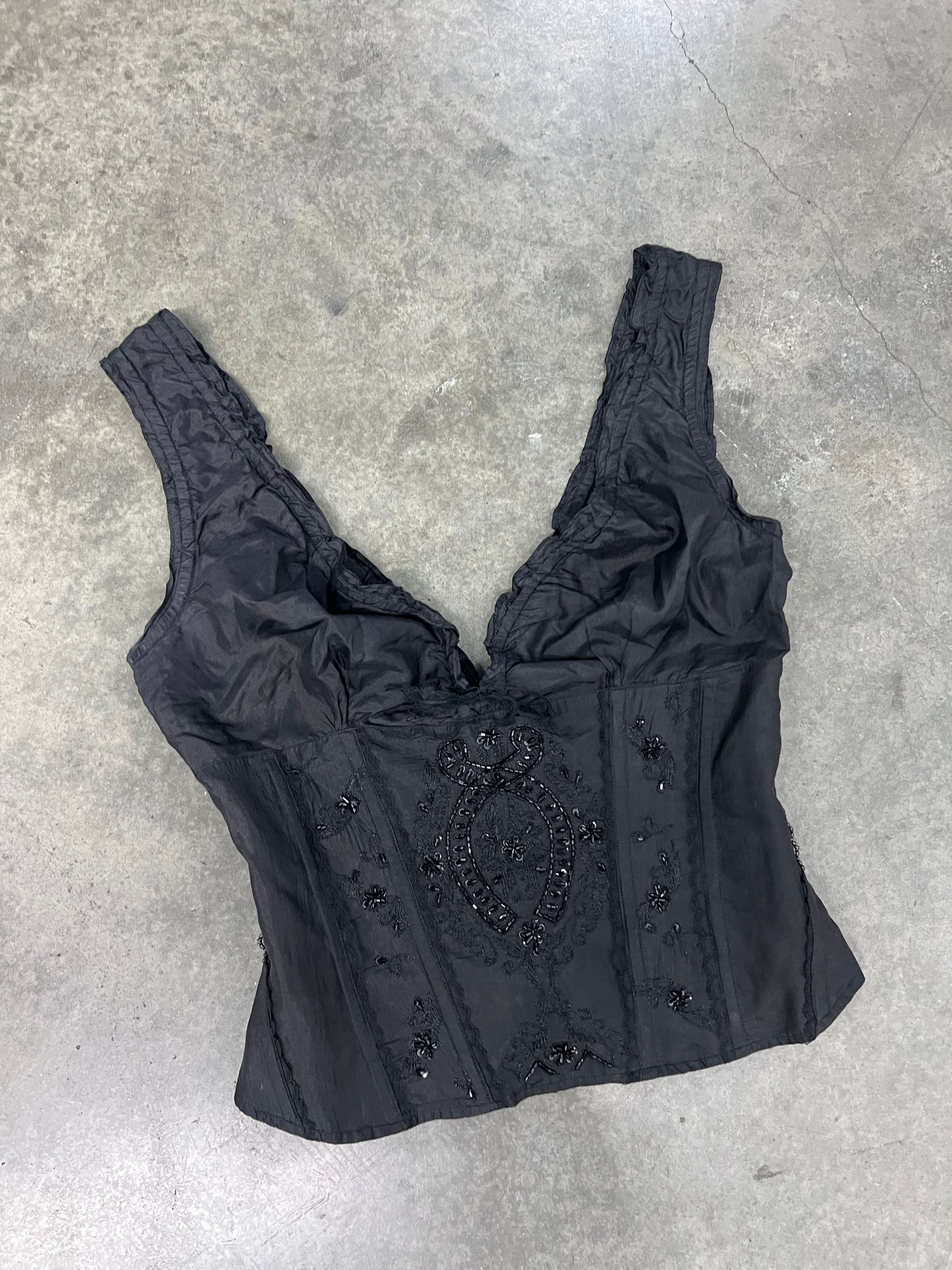Vintage beaded milkmaid top