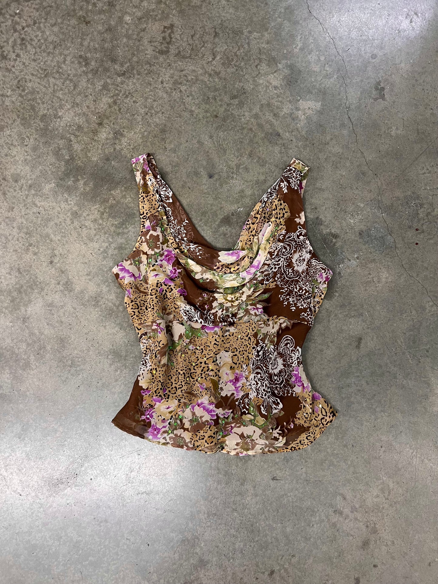 Vintage animal print beaded top
