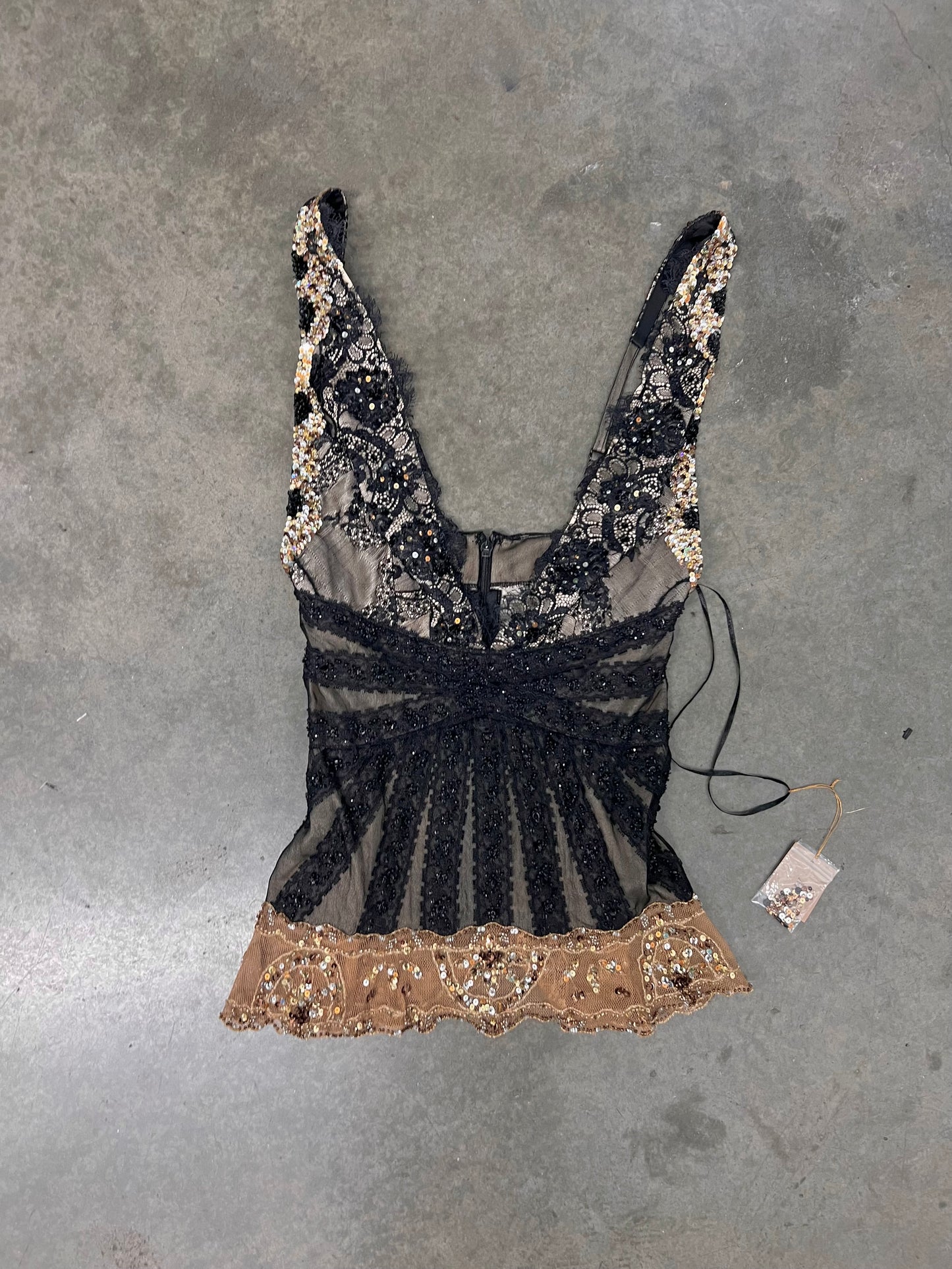Vintage beaded mandalay top