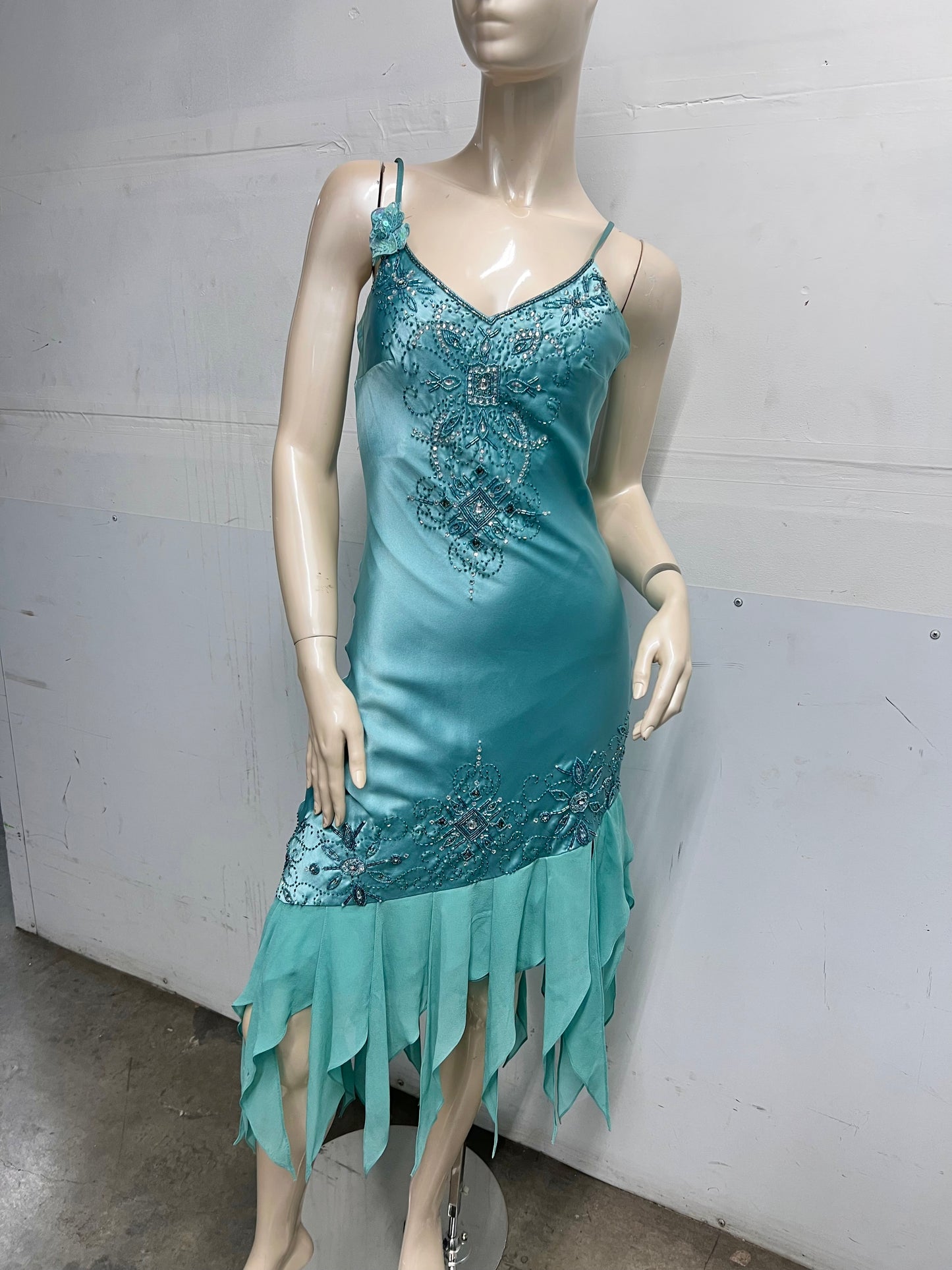 Vintage beaded blue mermaid dress