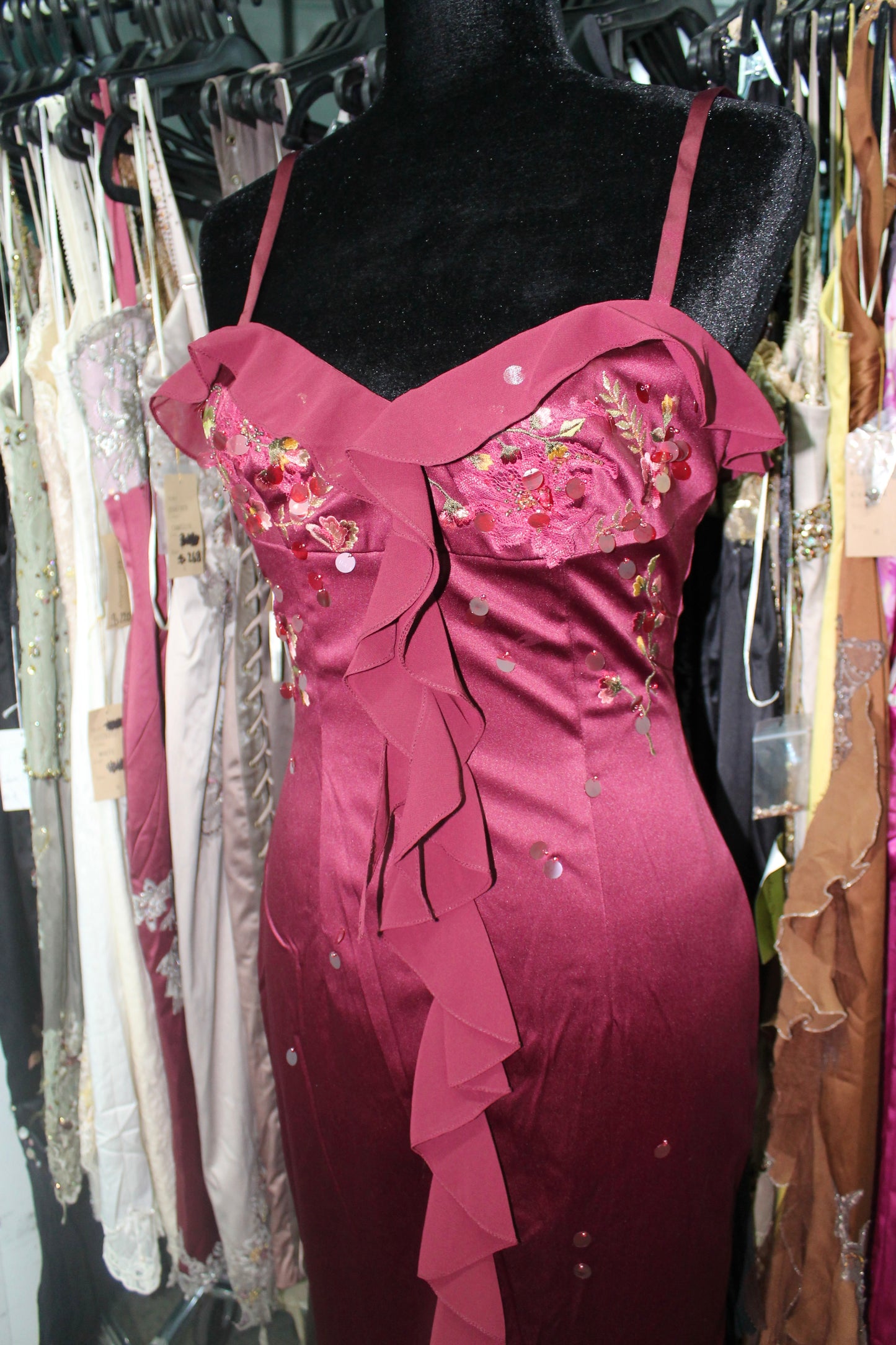 Burgandy embroidered dress