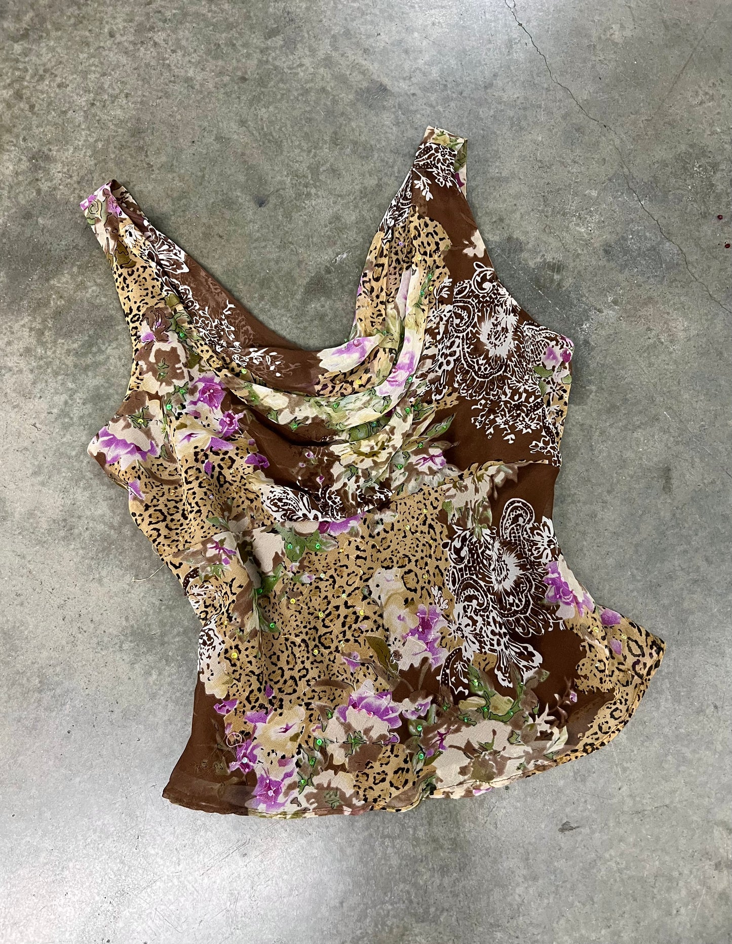 Vintage animal print beaded top