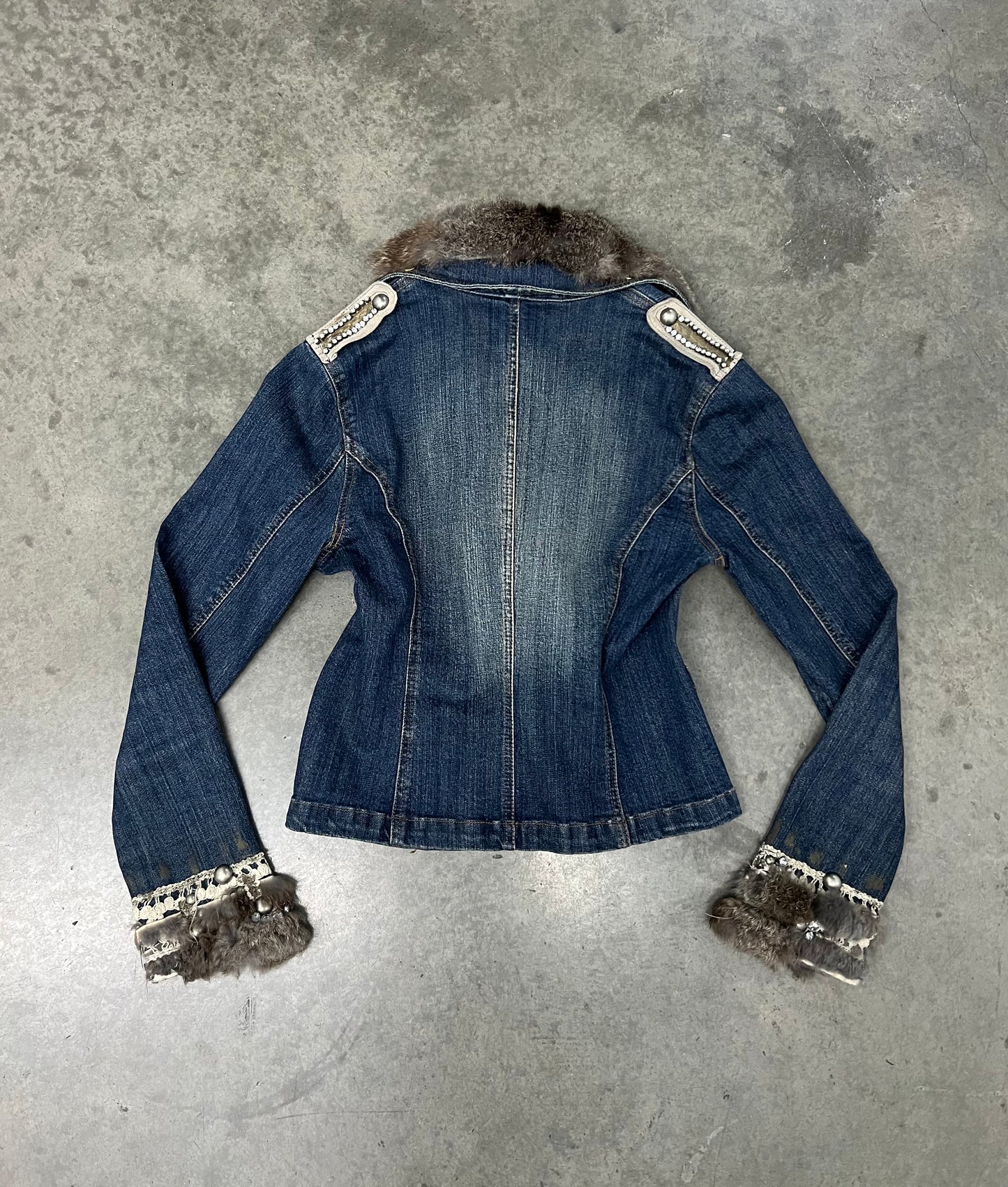 Vintage fur trim denim jacket