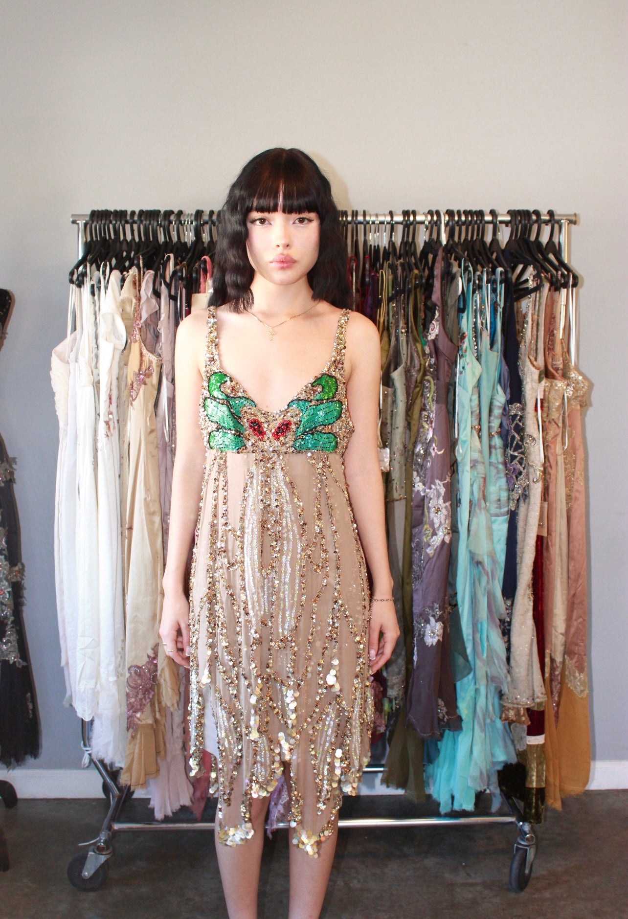 Vintage mandalay butterfly sequins dress