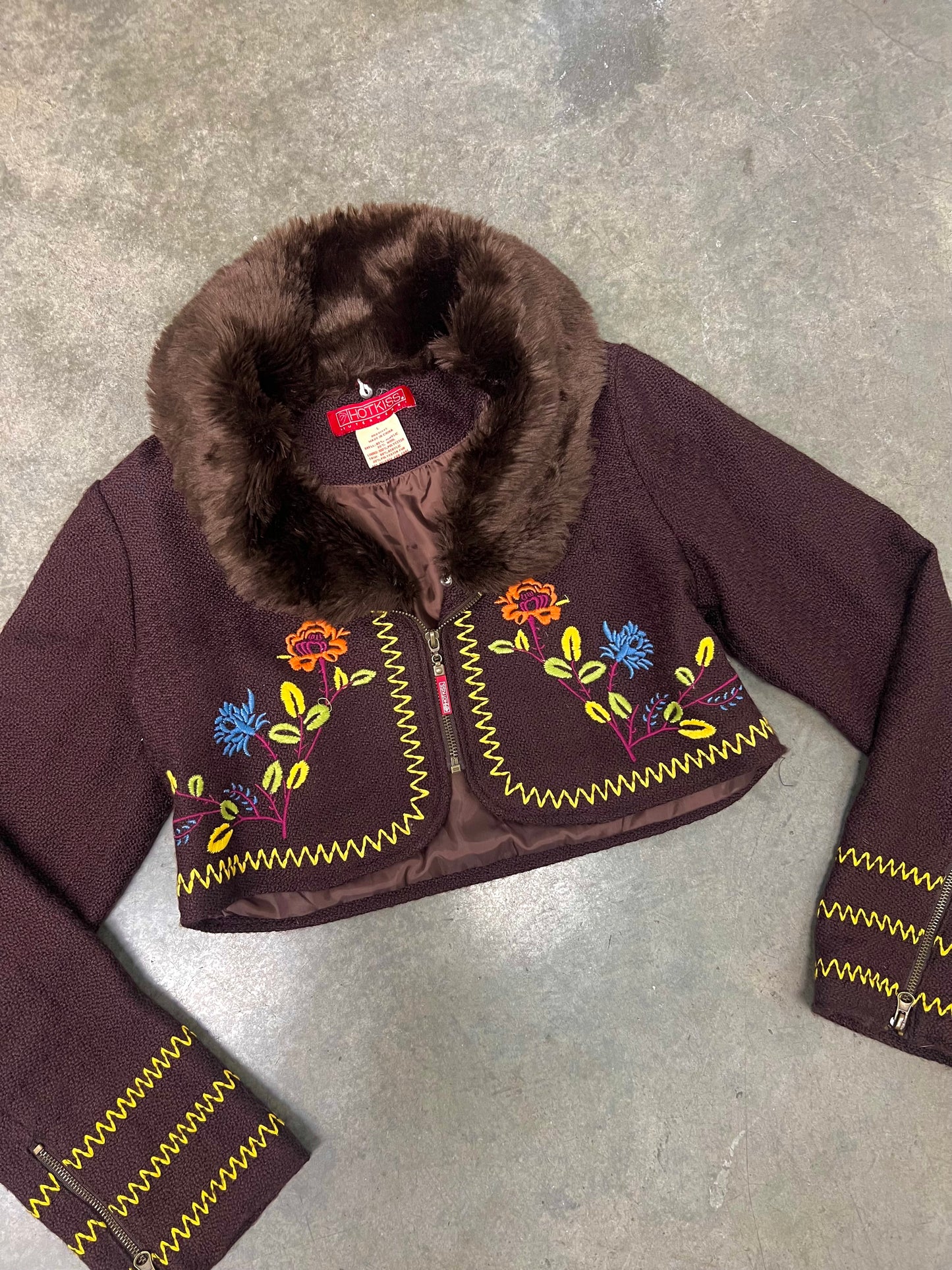 Vintage embroidered fur jacket