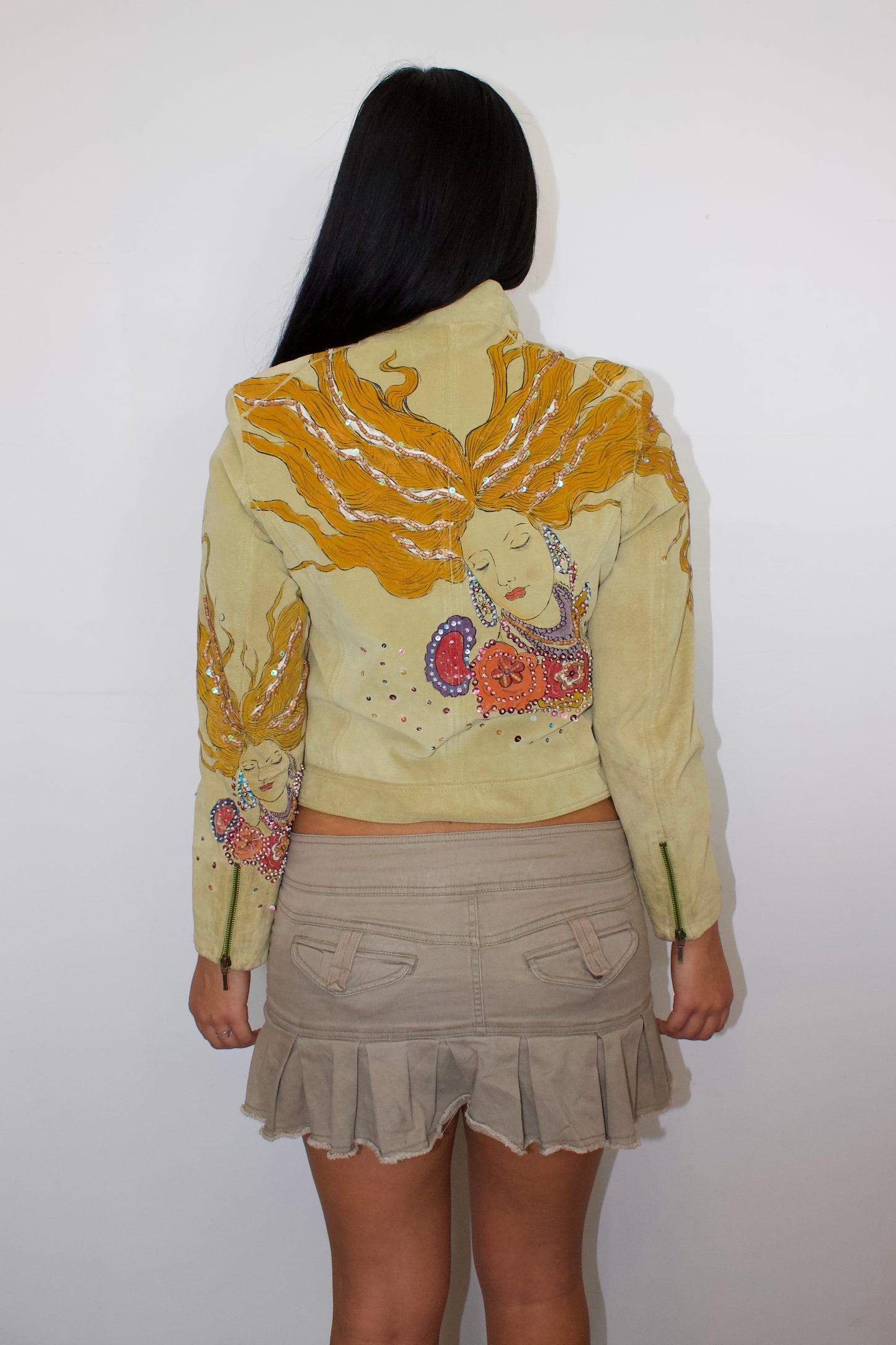 Vintage hand painted leather jacket