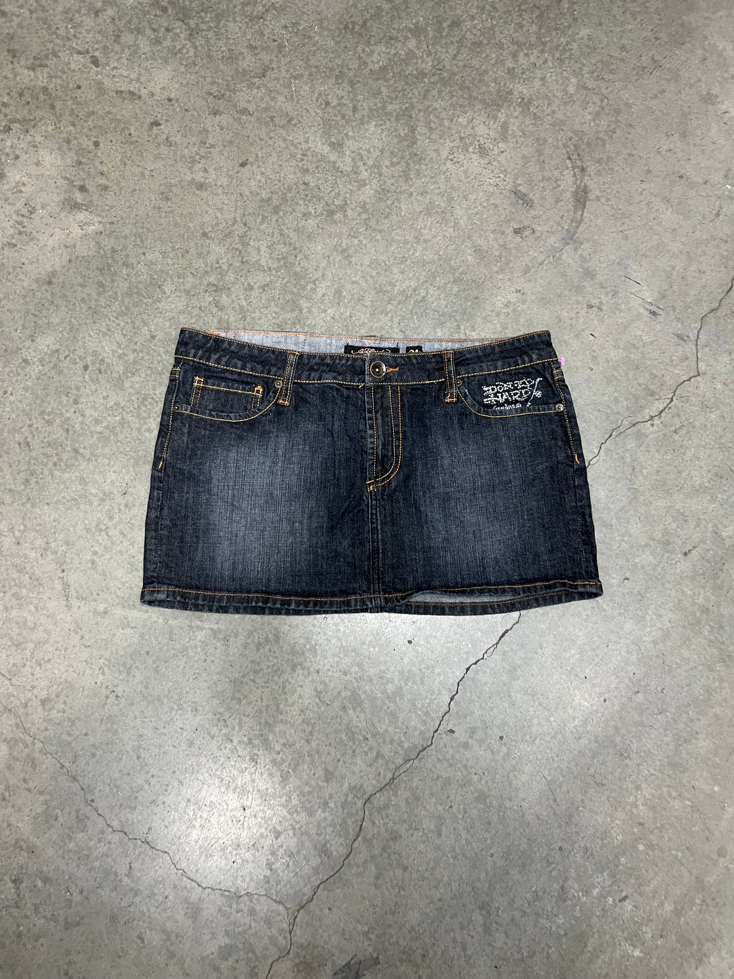 2000’s Ed Hardy miniskirt