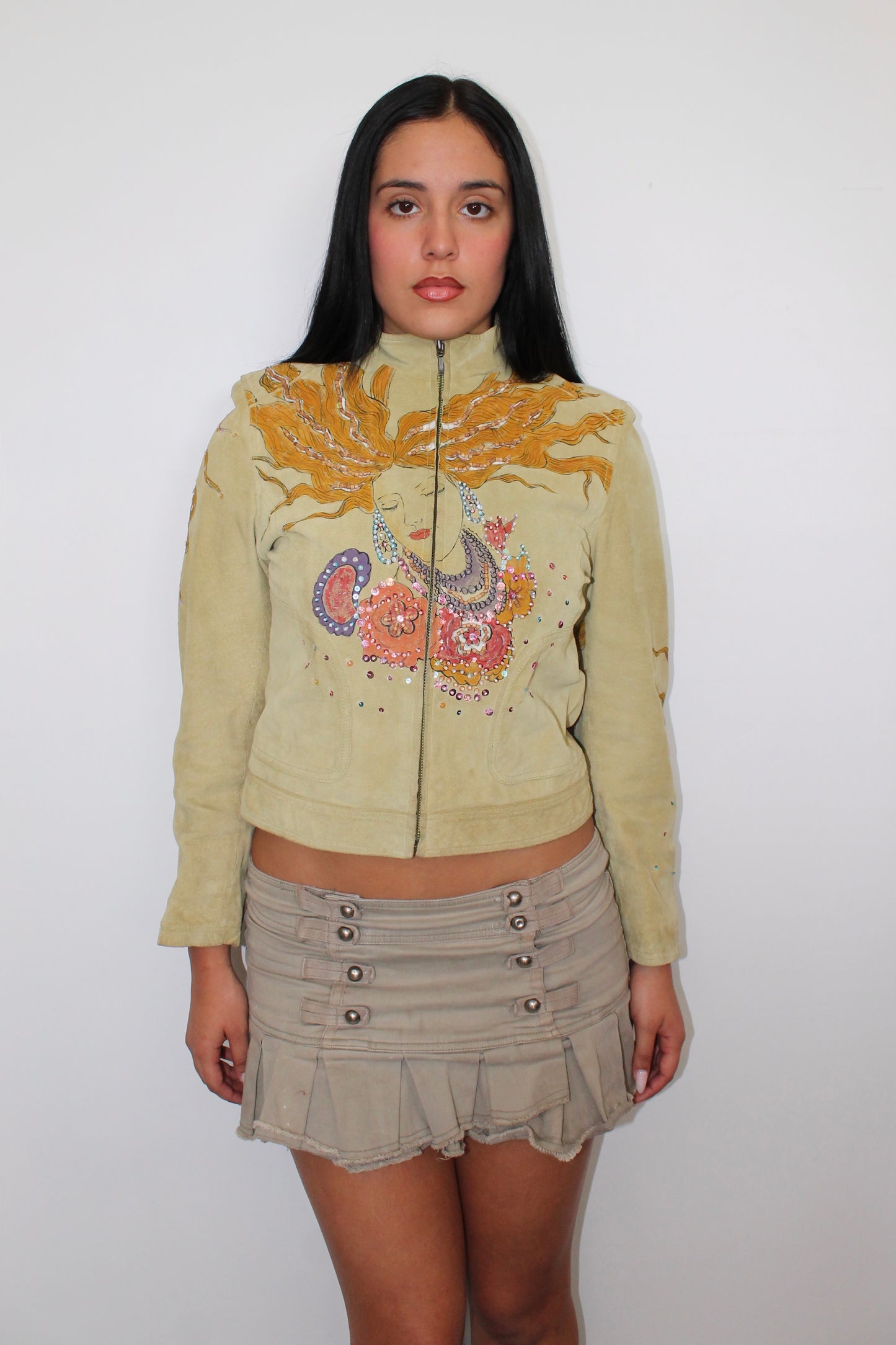 Vintage hand painted leather jacket