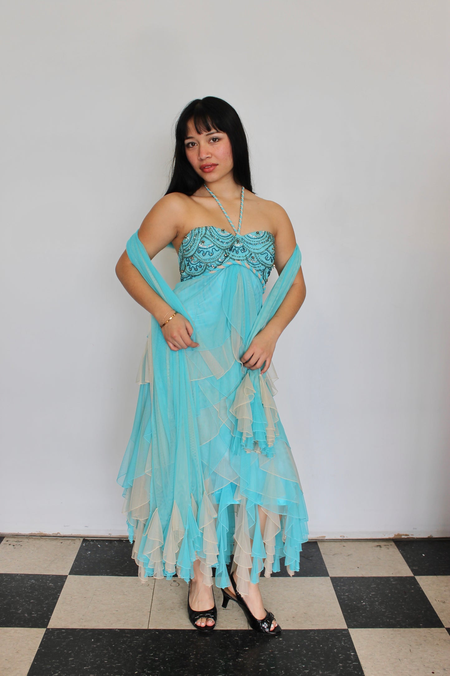 Vintage aqua mermaid dress