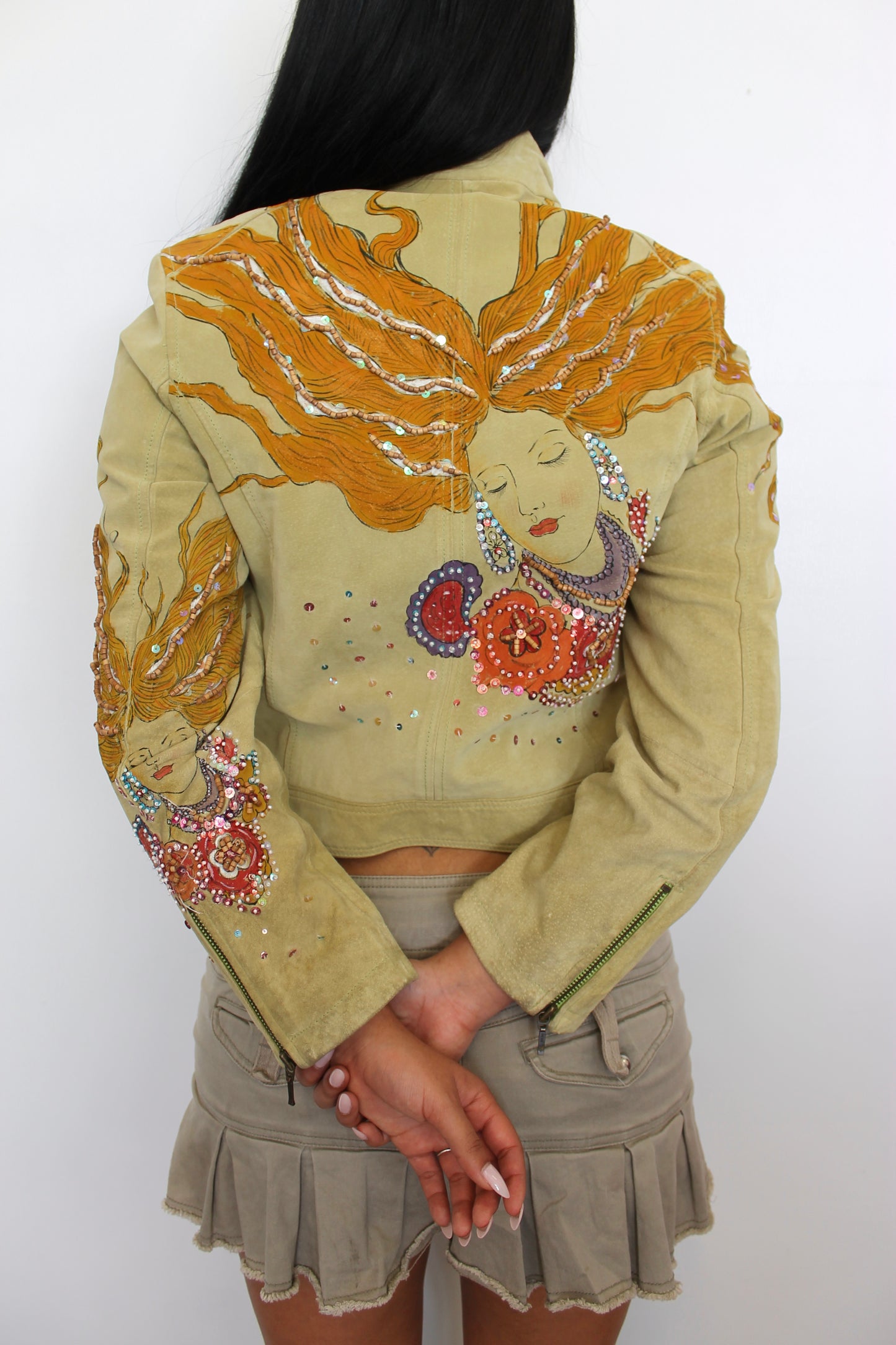 Vintage hand painted leather jacket