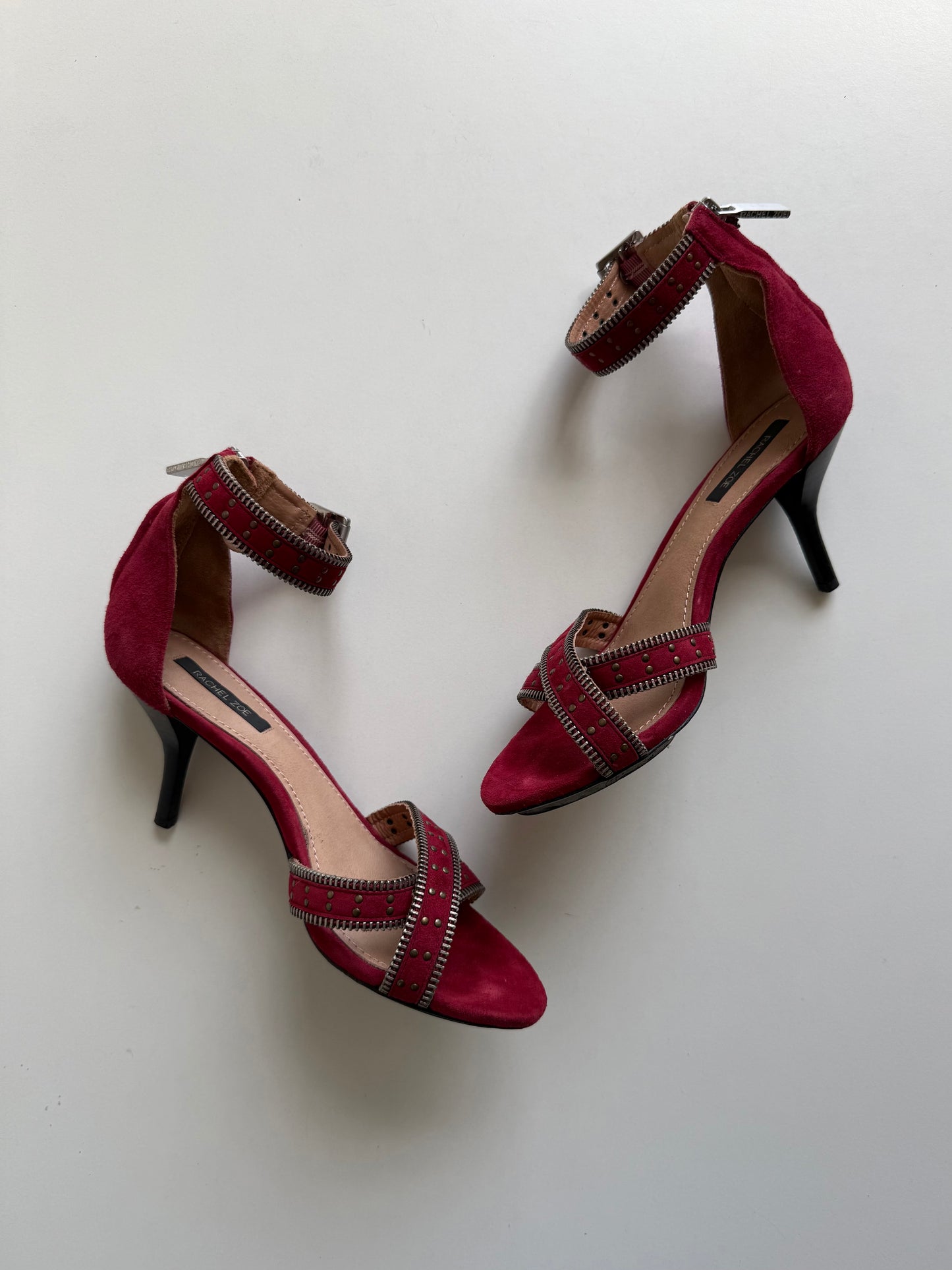 Y2K zipper suede heels