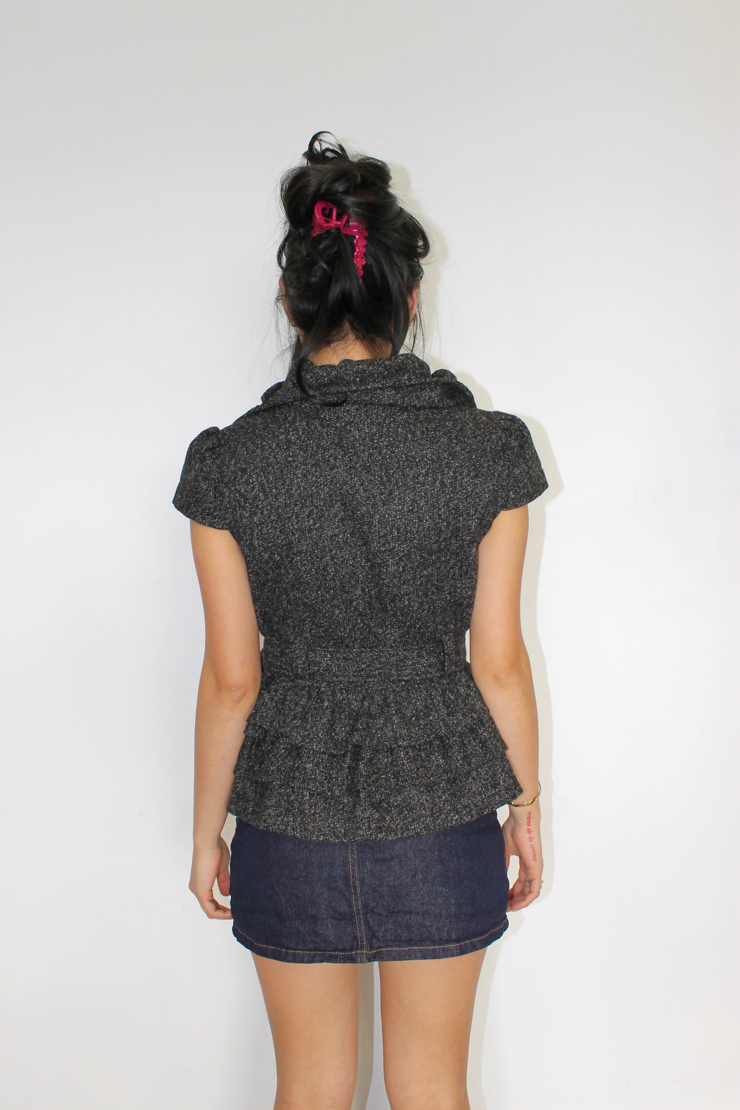 Vintage buckled tweed top