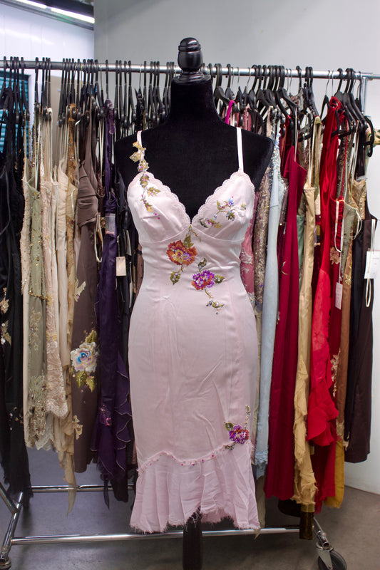 Blush pink embroidered dress