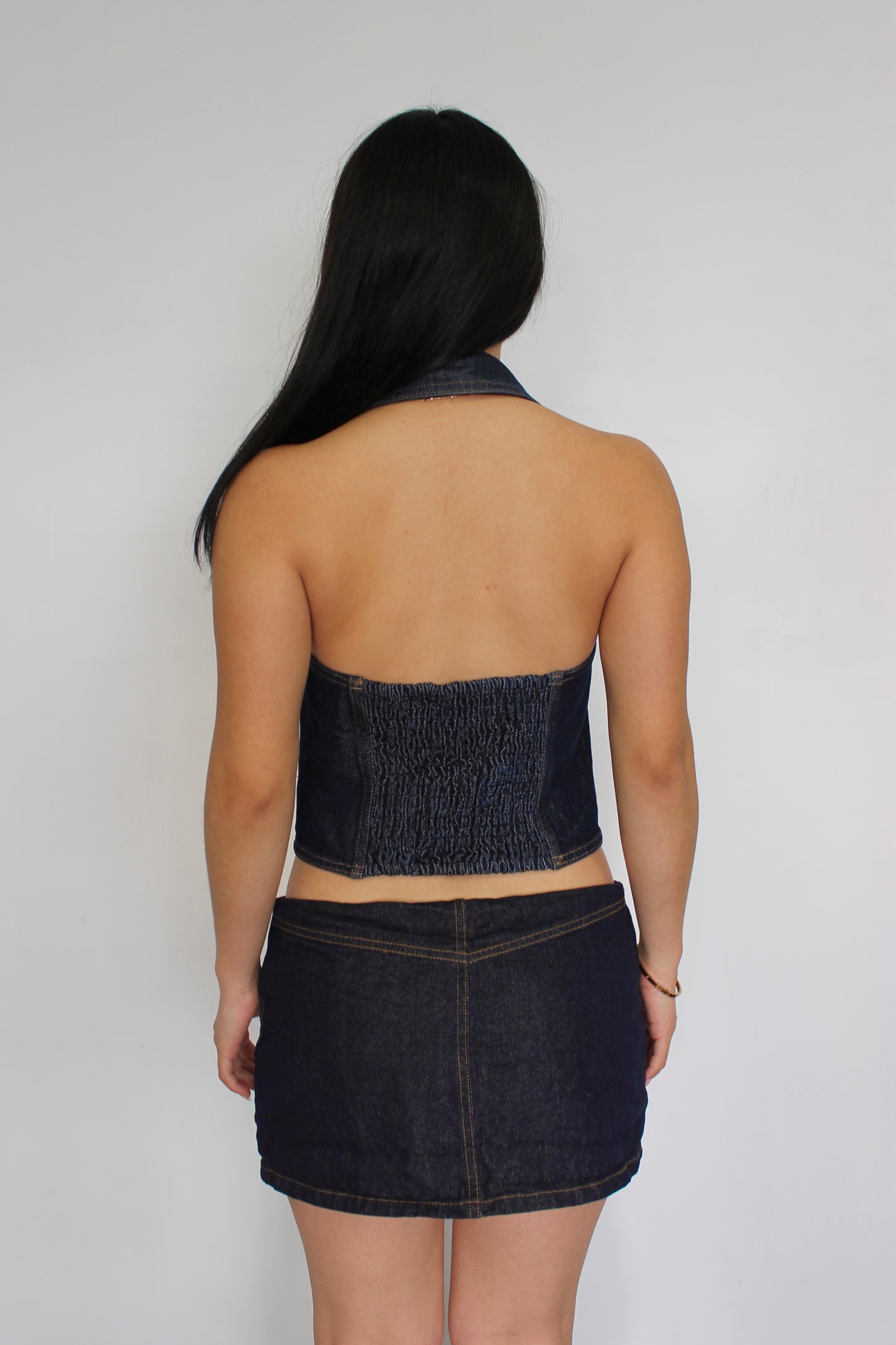 Vintage denim halter vest top