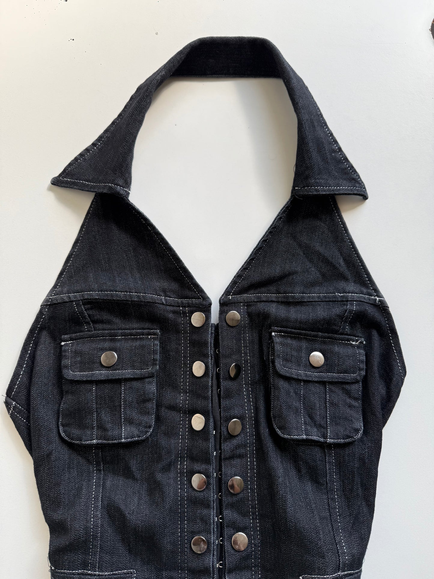 Vintage denim haltered romper