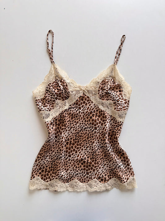 Vintage leopard lace cami top
