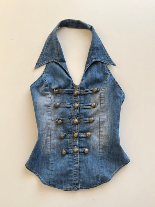 Vintage denim button vest