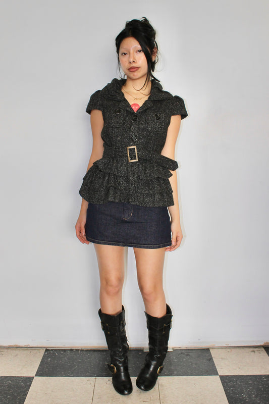 Vintage buckled tweed top