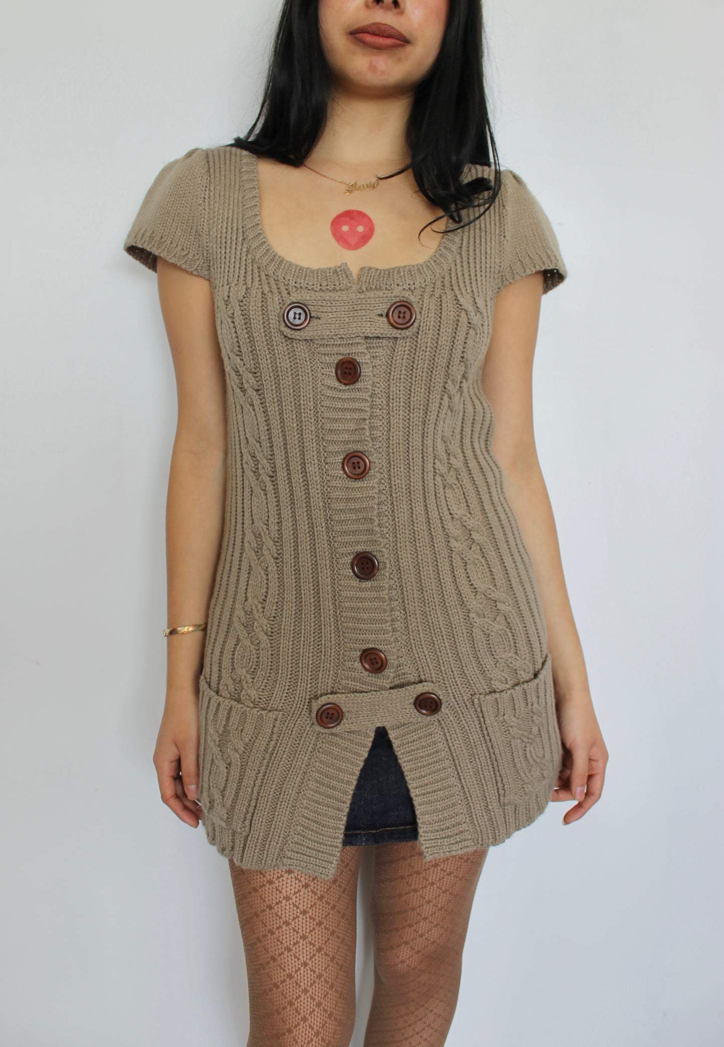 Vintage button knitted dress