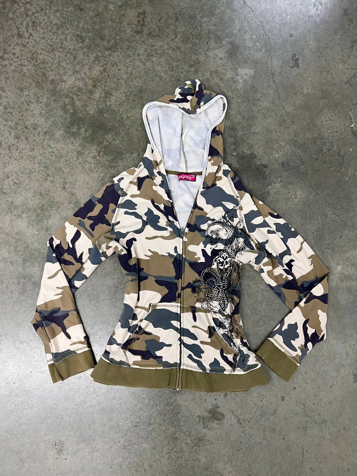 Vintage camo bling zipup